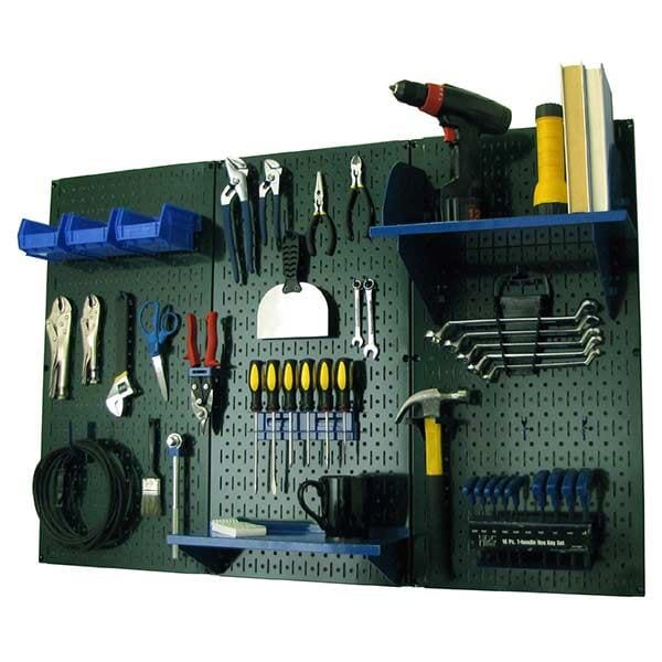 4' Metal Pegboard Standard Tool Storage Kit - Green Toolboard & Blue Accessories - Image 2