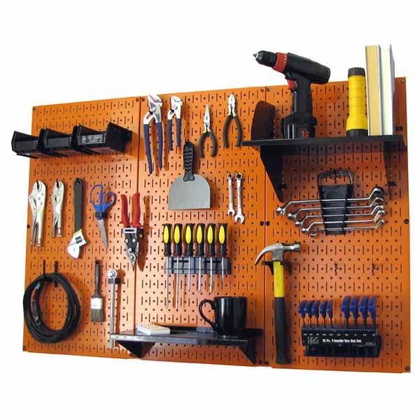 4' Metal Pegboard Standard Tool Storage Kit - Orange Toolboard & Black Accessories - Image 2