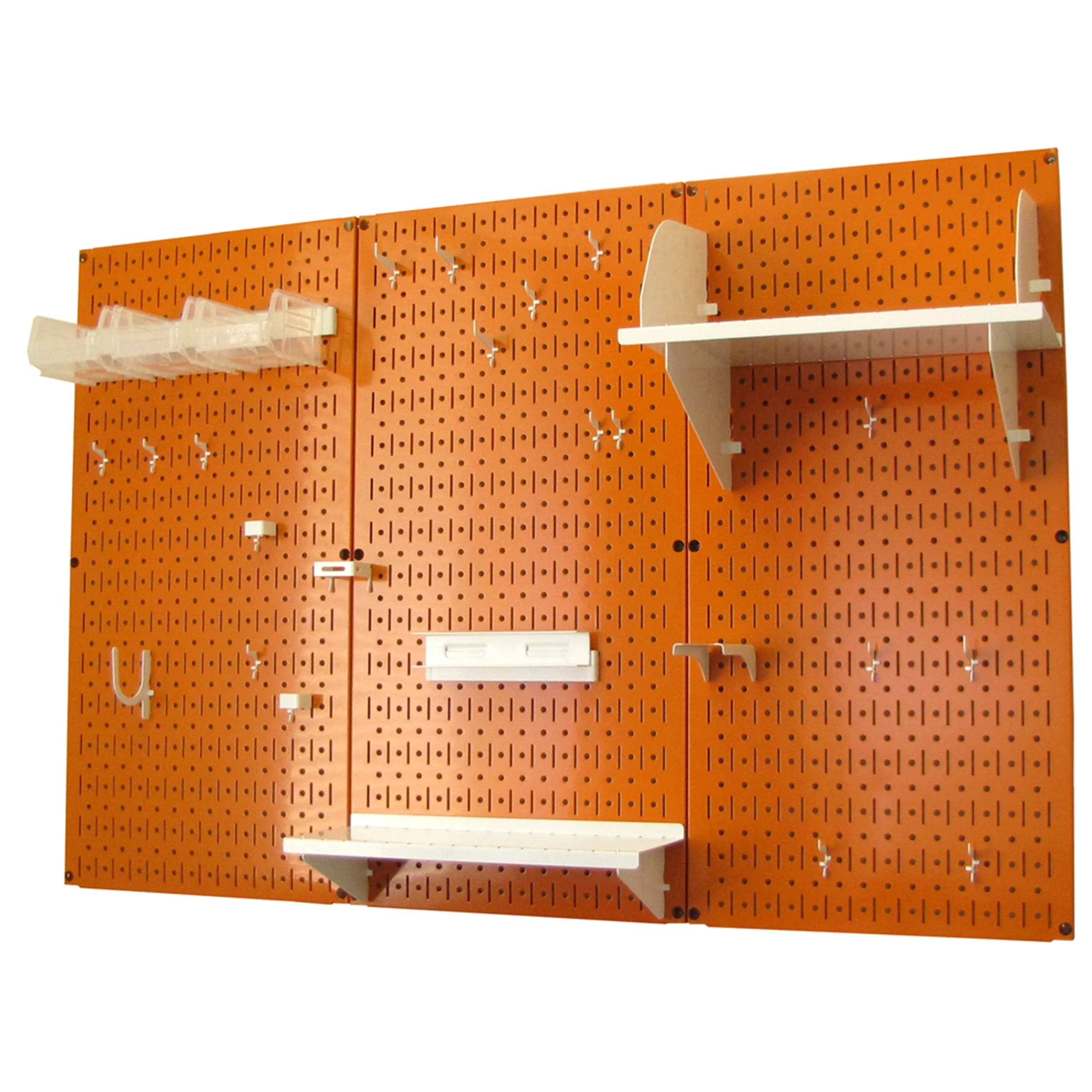 4′ Metal Pegboard Standard Tool Storage Kit – Orange Toolboard & White Accessories