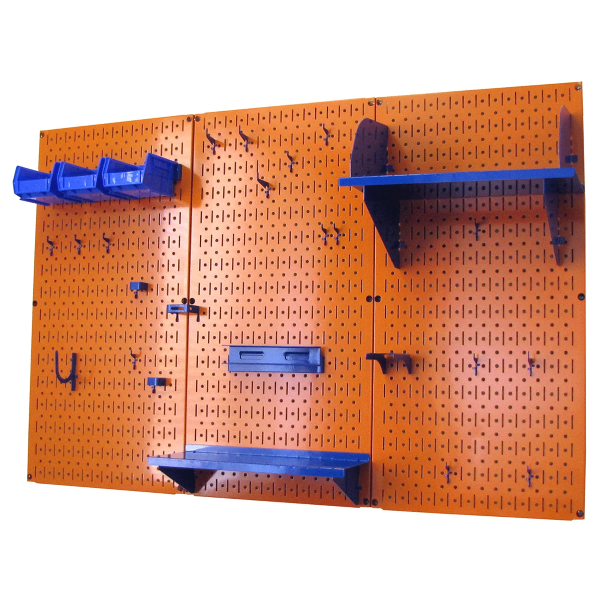 4′ Metal Pegboard Standard Tool Storage Kit – Orange Toolboard & Blue Accessories