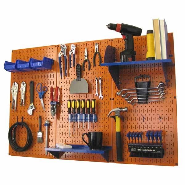 4' Metal Pegboard Standard Tool Storage Kit - Orange Toolboard & Blue Accessories - Image 2