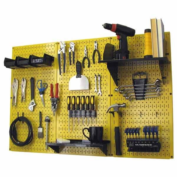 4' Metal Pegboard Standard Tool Storage Kit - Yellow Toolboard & Black Accessories - Image 2