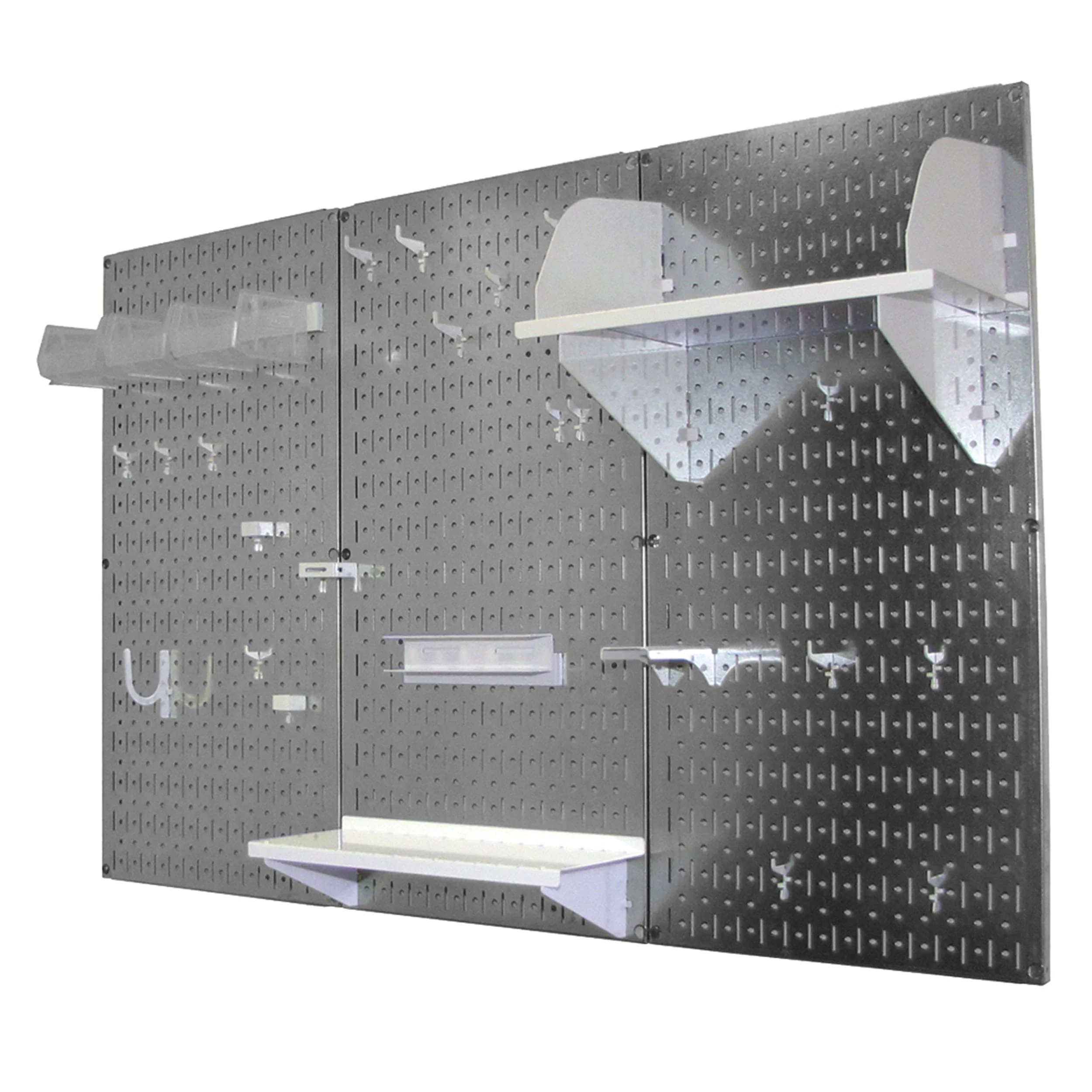 4' Metal Pegboard Standard Tool Storage Kit - Galvanized Metallic Toolboard & White Accessories - Image 1