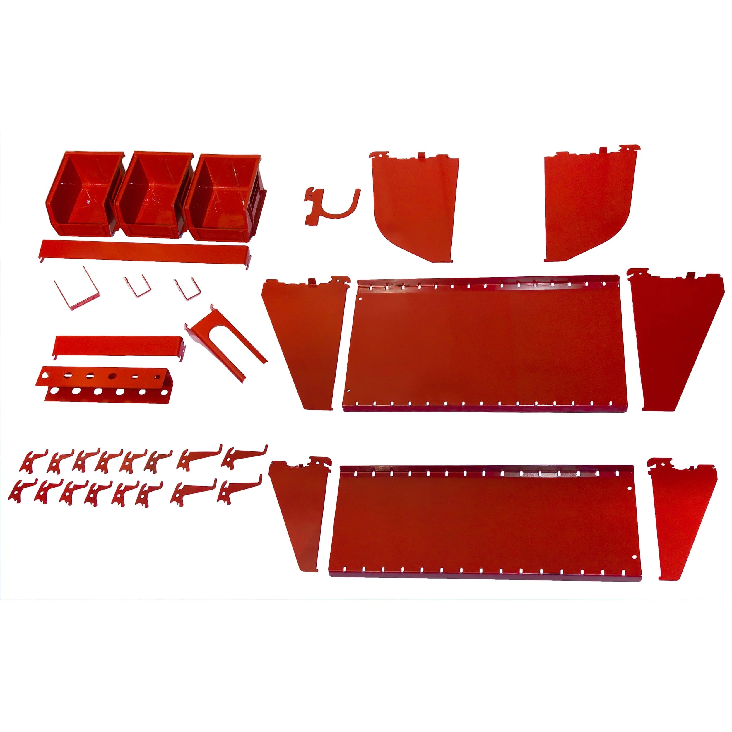 Slotted Tool Board Workstation Accessory Kit for Wall Control Pegboard, Red - Image 1
