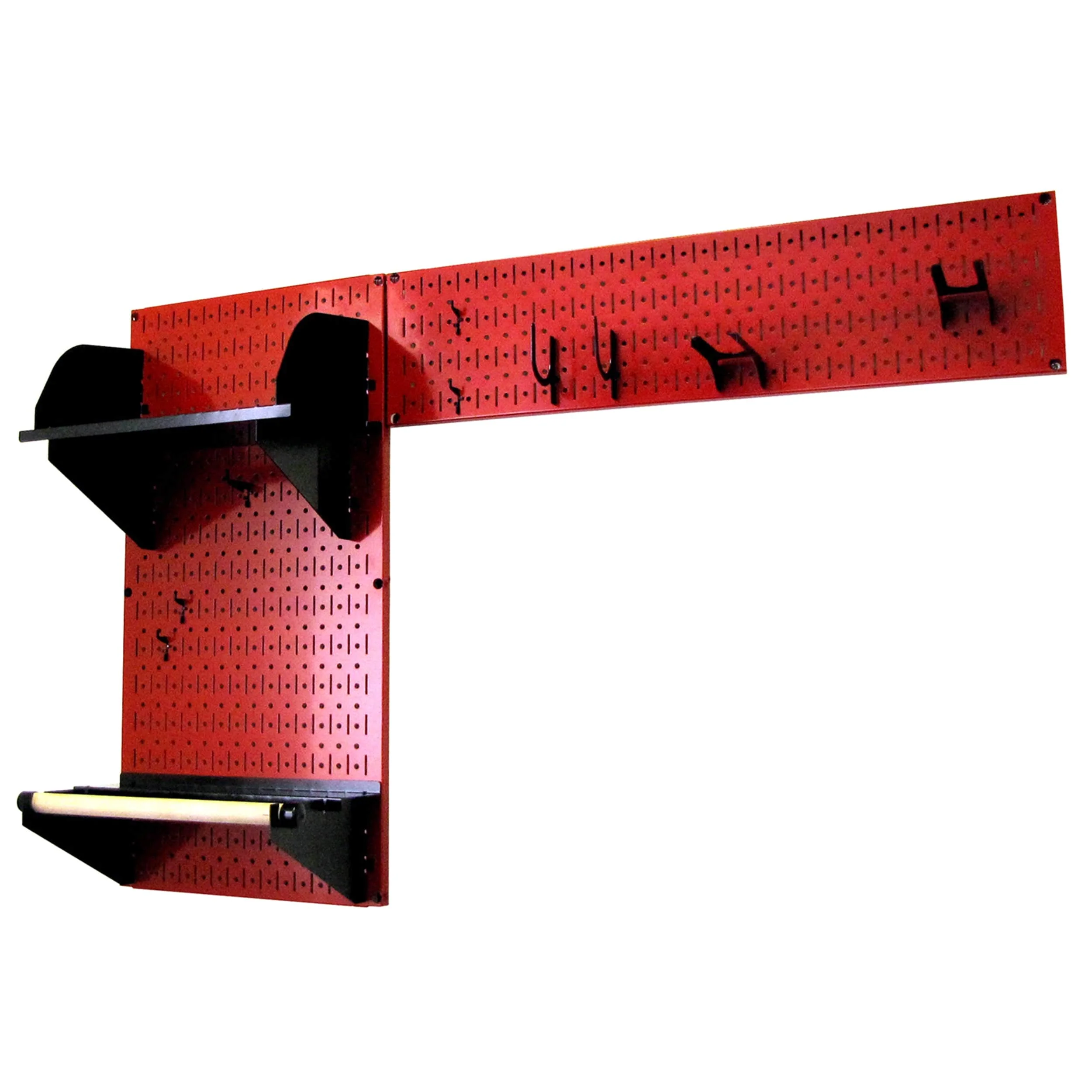 Pegboard Garden Tool Board Organizer with Red Pegboard and Black Accessories - Image 1