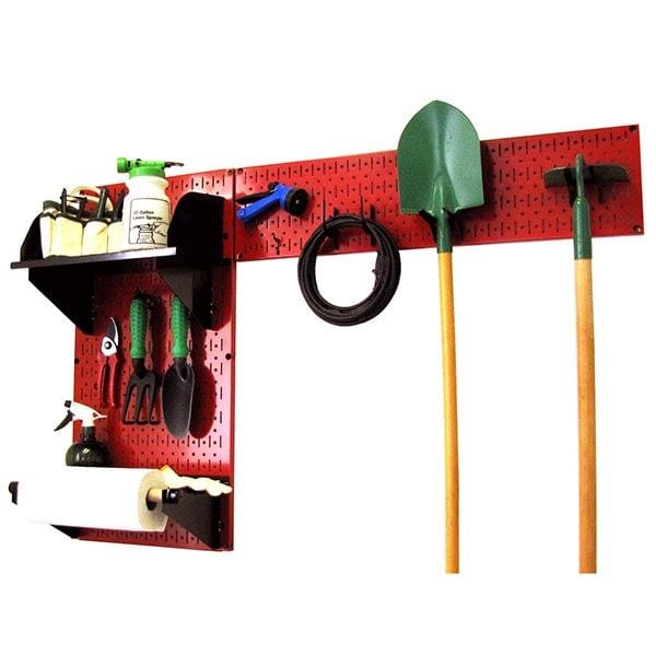 Pegboard Garden Tool Board Organizer with Red Pegboard and Black Accessories - Image 2