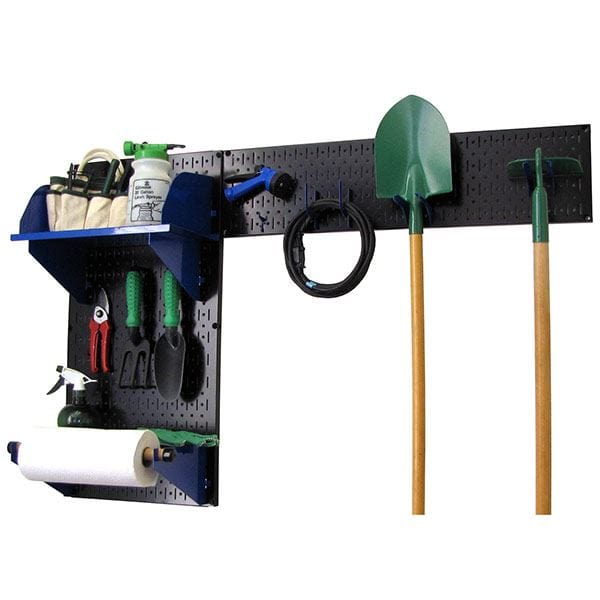 Pegboard Garden Tool Board Organizer with Black Pegboard and Blue Accessories - Image 2
