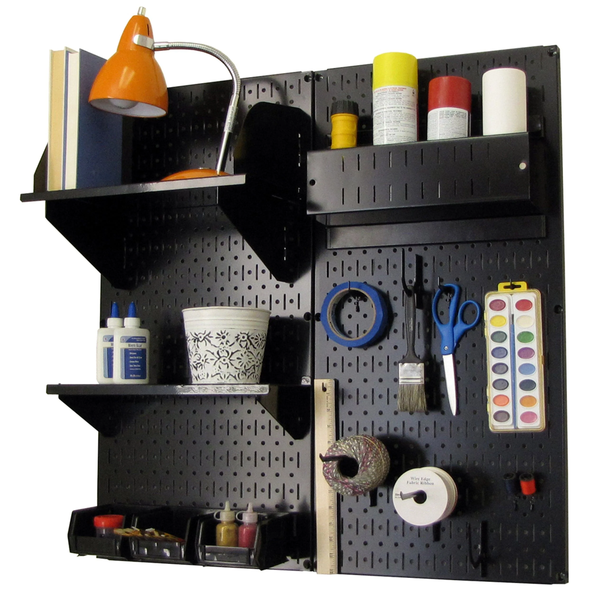 Pegboard Hobby Craft Pegboard Organizer Storage Kit with Black Pegboard and Black Accessories - Image 1