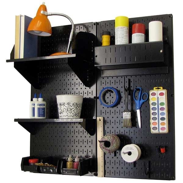 Pegboard Hobby Craft Pegboard Organizer Storage Kit with Black Pegboard and Black Accessories - Image 2