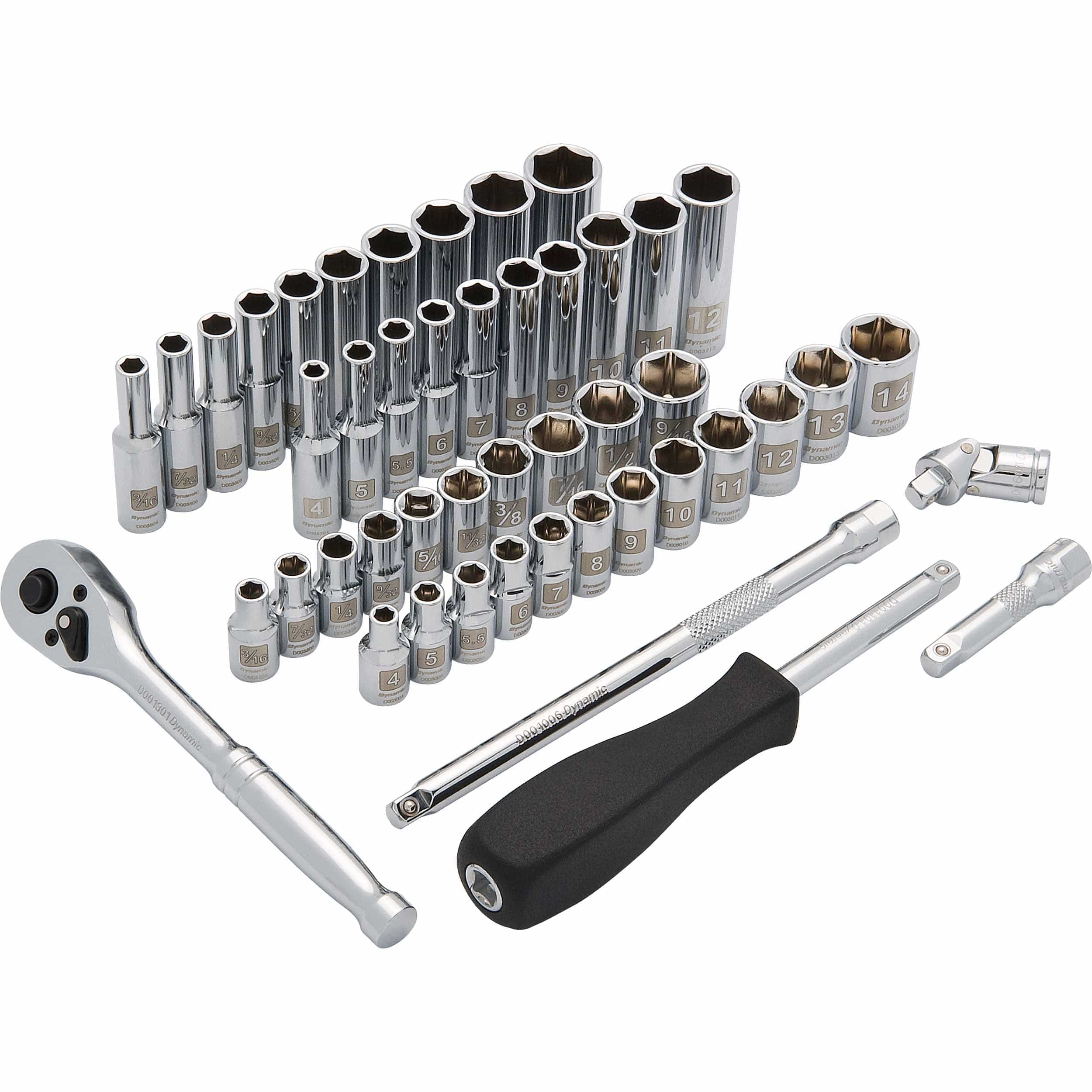 1/4" Drive, 47pc 6-Point SAE/Metric Standard/Deep Socket Set - 3/16" -  9/16", 4mm - 14mm - Image 1