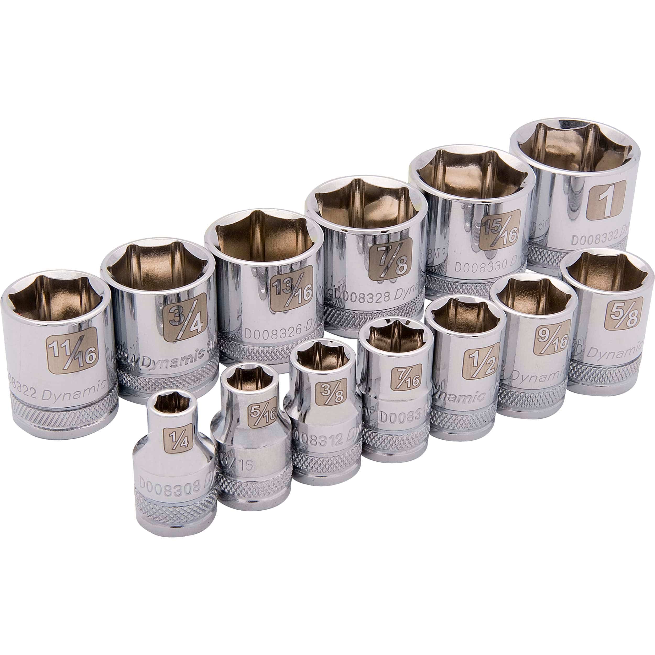 3/8" Drive 13pc 6-Point Standard SAE Socket Set, 1/4" - 1" - Image 1