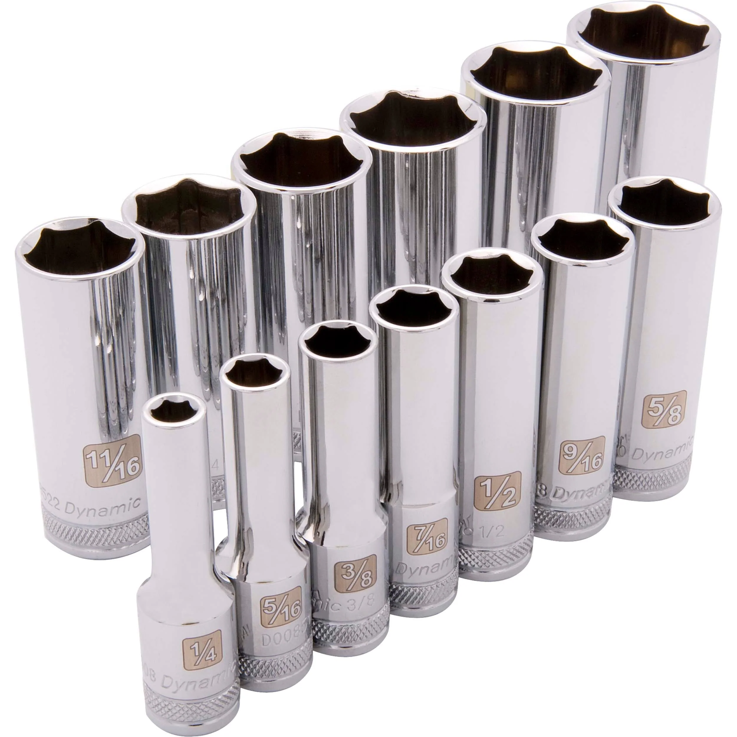 3/8" Drive 13pc 6-Point Deep SAE Socket Set, 1/4" - 1" - Image 1