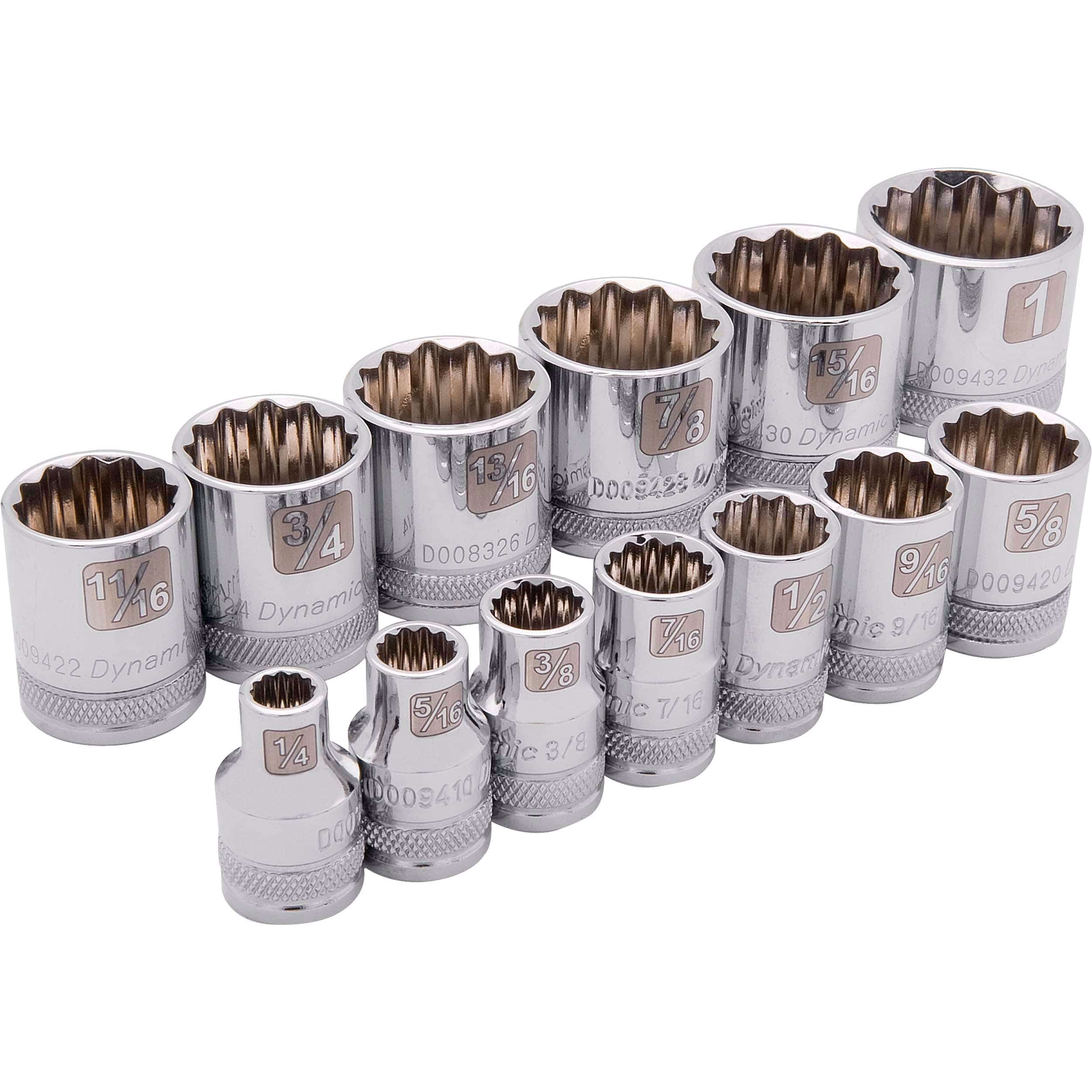 3/8" Drive 13pc 12-Point Standard SAE Socket Set, 1/4" - 1" - Image 1