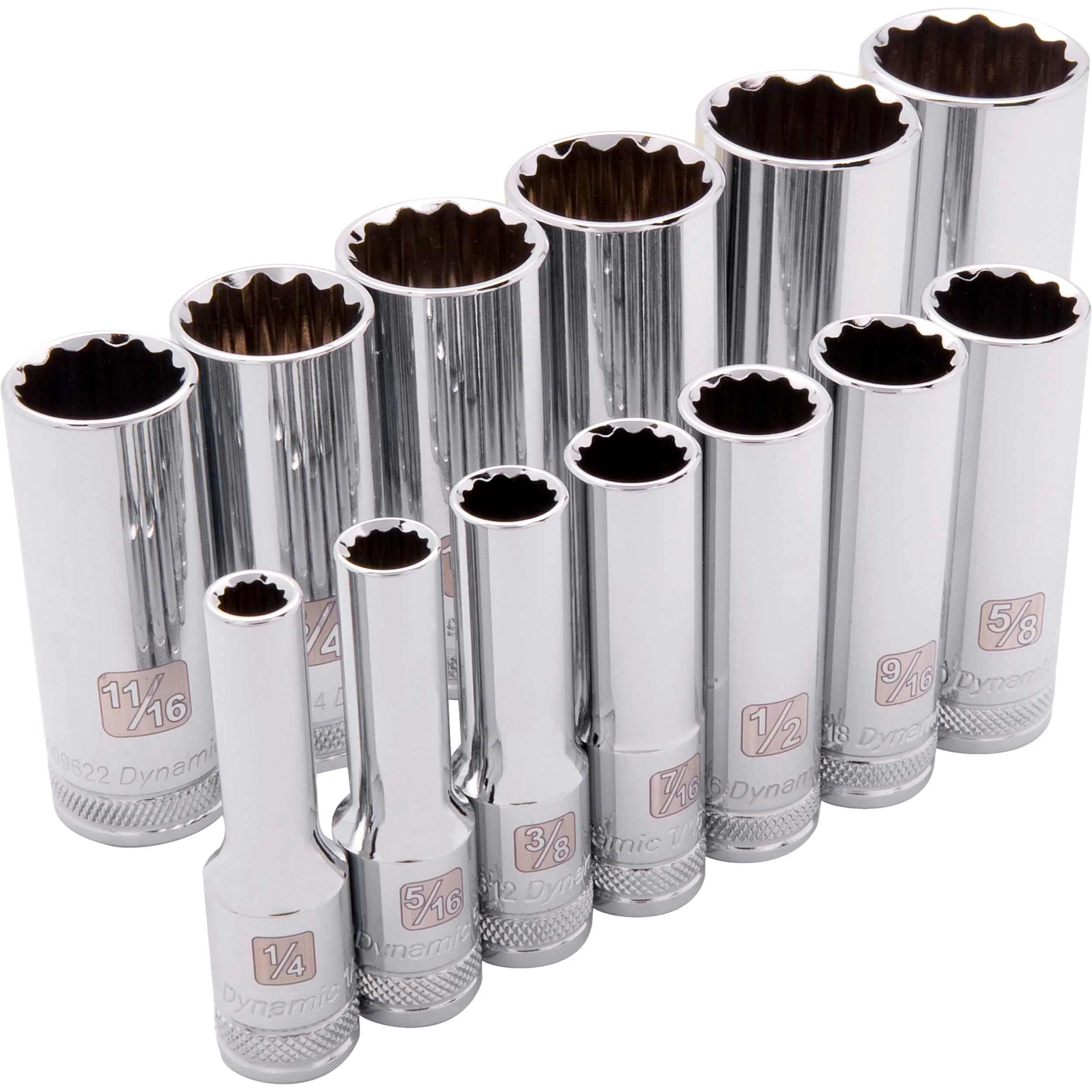 3/8" Drive 13pc 12-Point Deep SAE Socket Set - 1/4" - 1" - Image 1