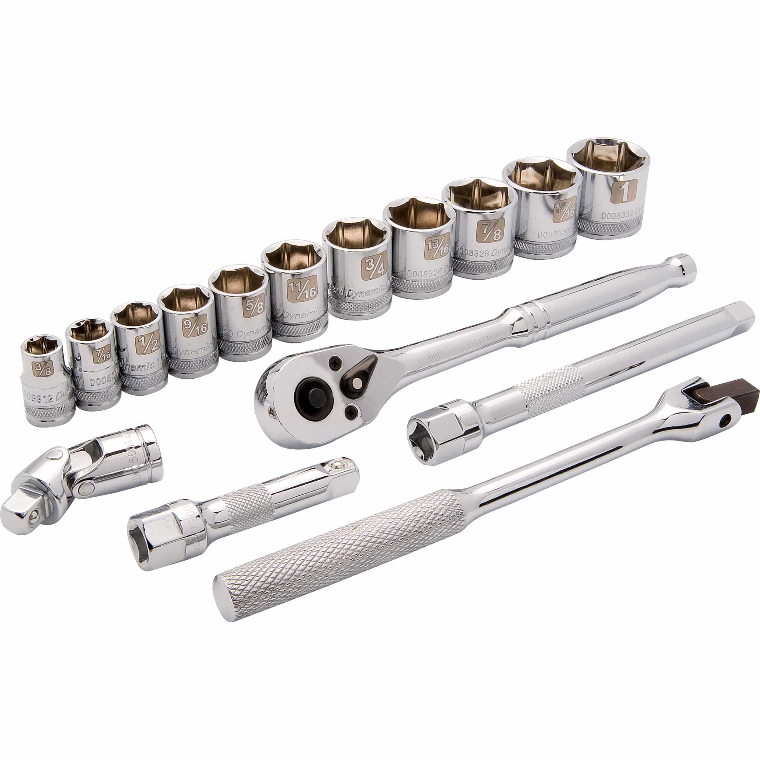 3/8" Drive 16pc 6-Point Standard SAE Socket Set, 3/8" - 1" - Image 1