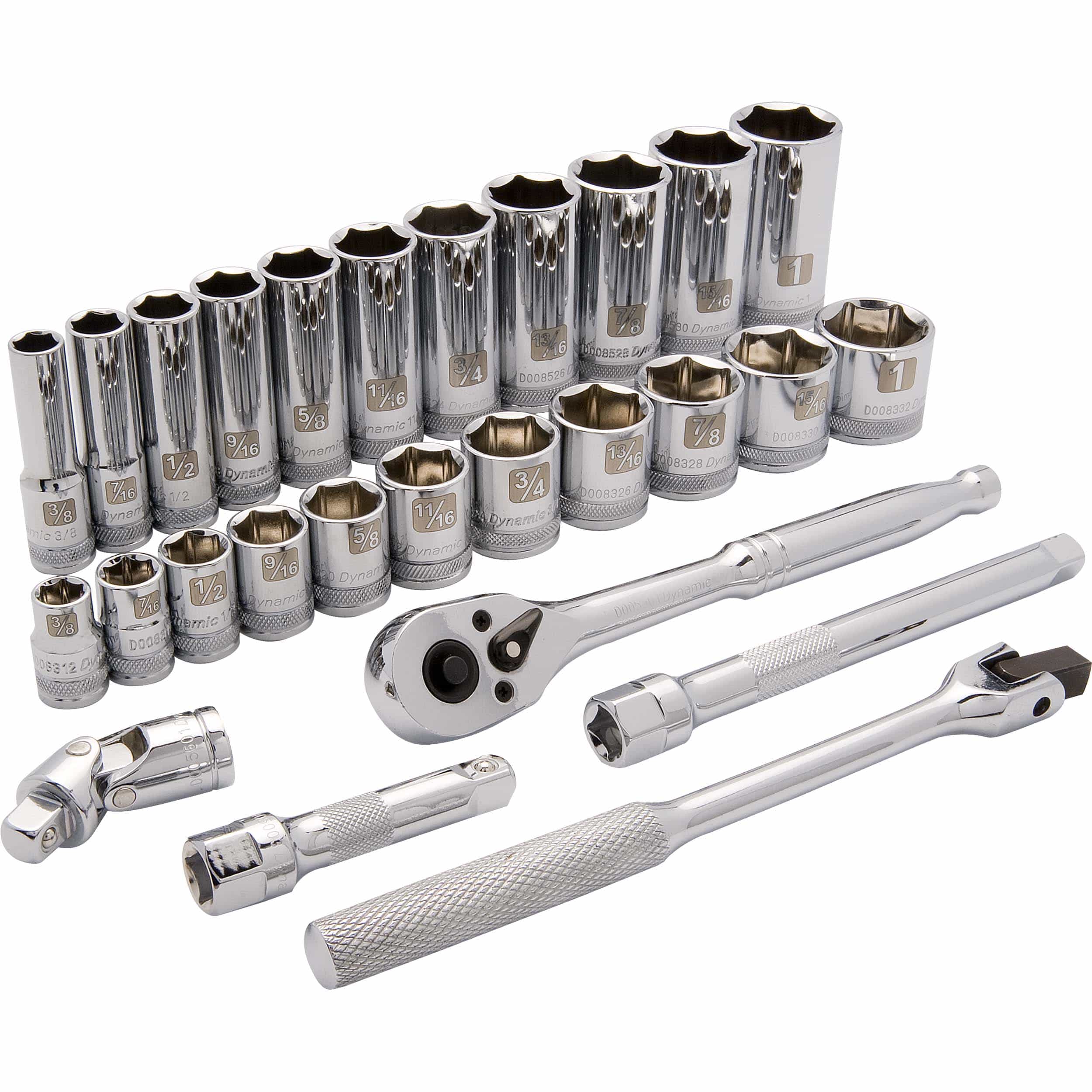 3/8″ Drive 27pc 6-Point Standard/Deep SAE Socket Set, 3/8″ – 1″