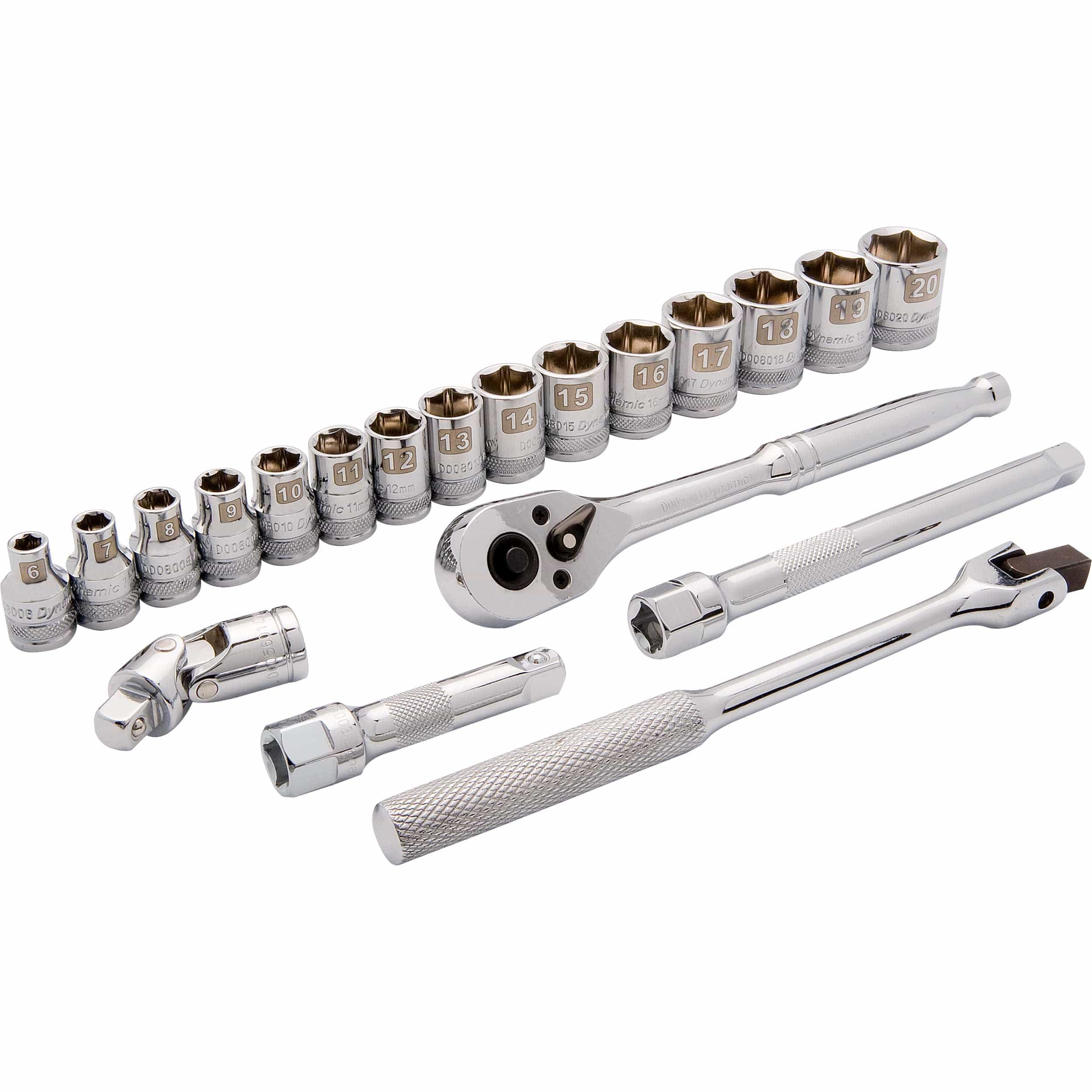 3/8" Drive 20pc 6-Point Standard Metric Socket Set, 6mm - 20mm - Image 1