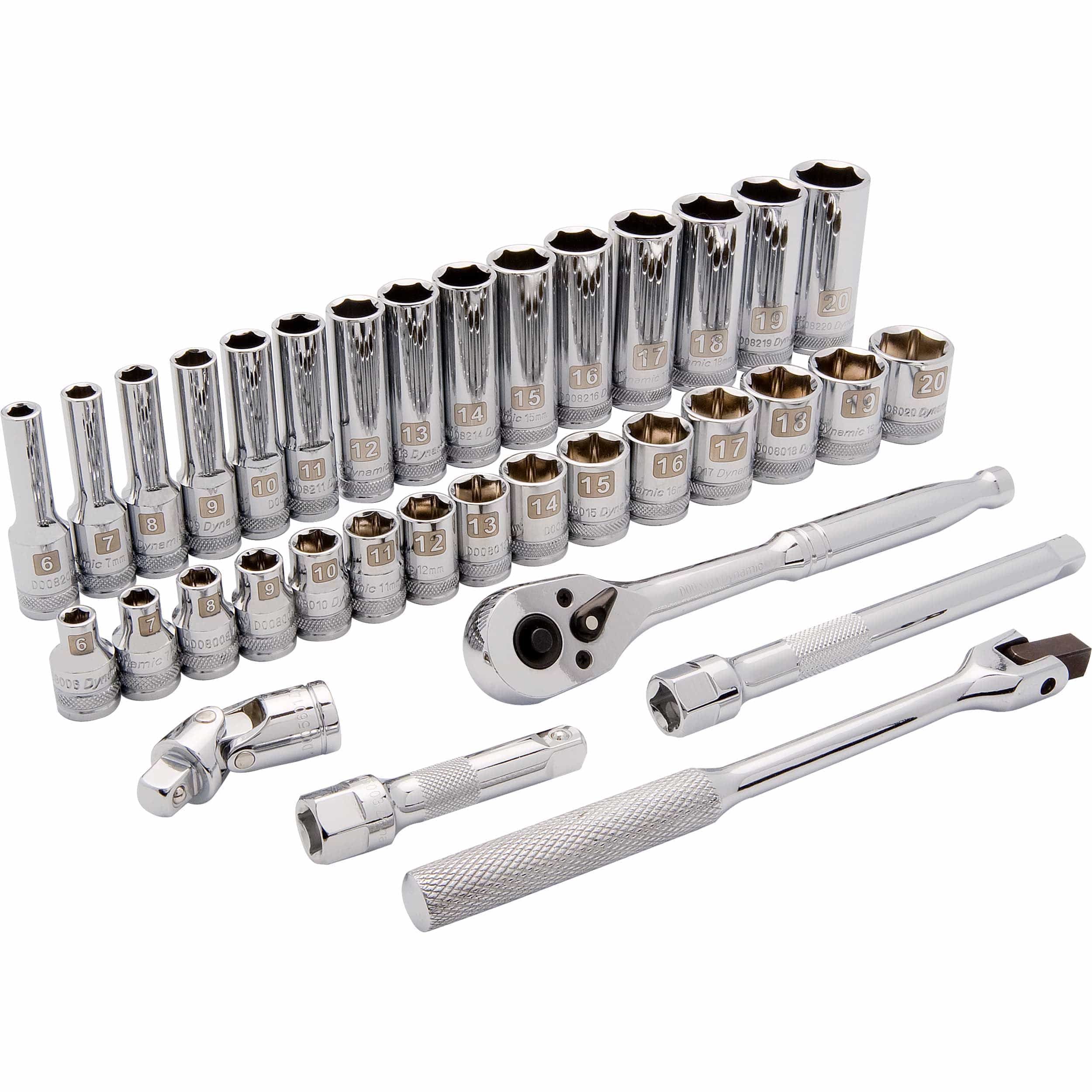 3/8" Drive 35pc 6-Point Standard/Deep Metric Socket Set, 6mm - 20mm - Image 1