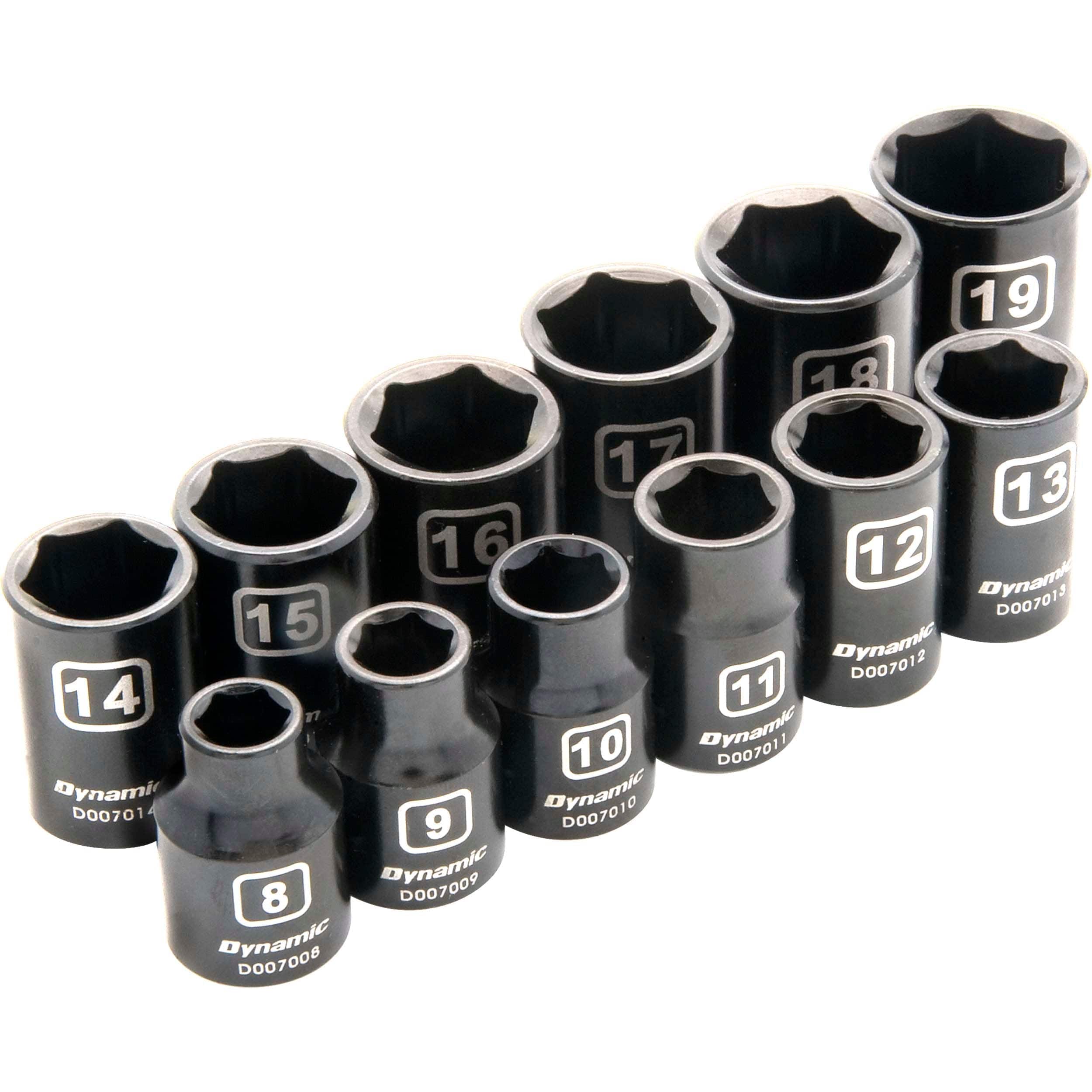 3/8″ Drive 12pc 6-Point Metric Standard Impact Socket Set, 8mm – 19mm