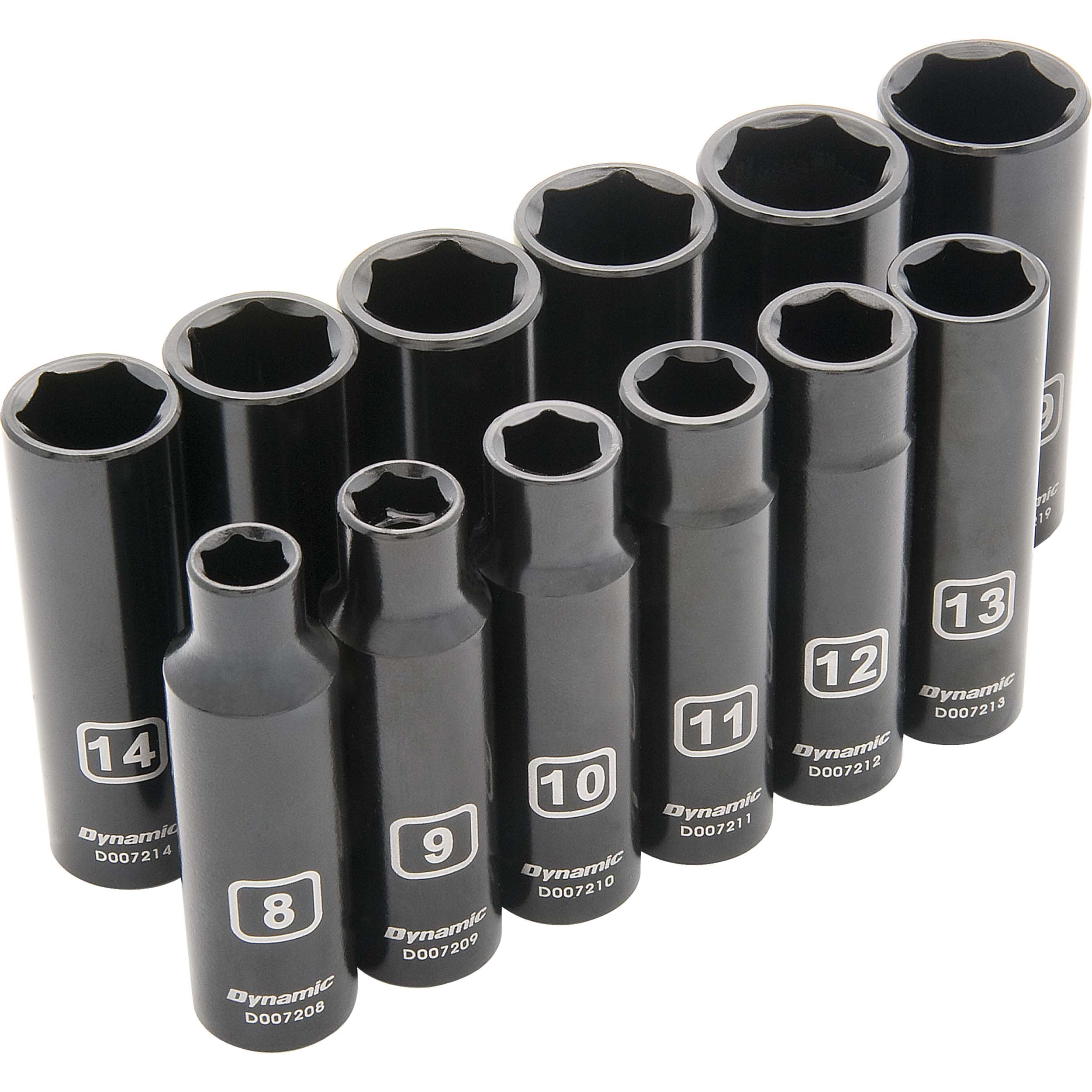 3/8" Drive 12pc 6-Point Metric Deep Impact Socket Set, 8mm - 19mm - Image 1