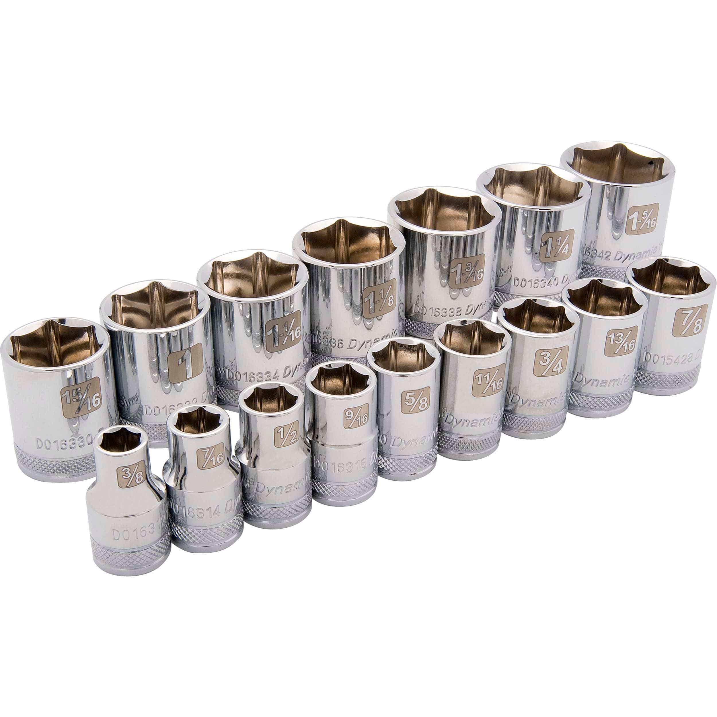 1/2″ Drive 16pc 6-Point Standard SAE Socket Set, 3/8″ – 1-5/16″