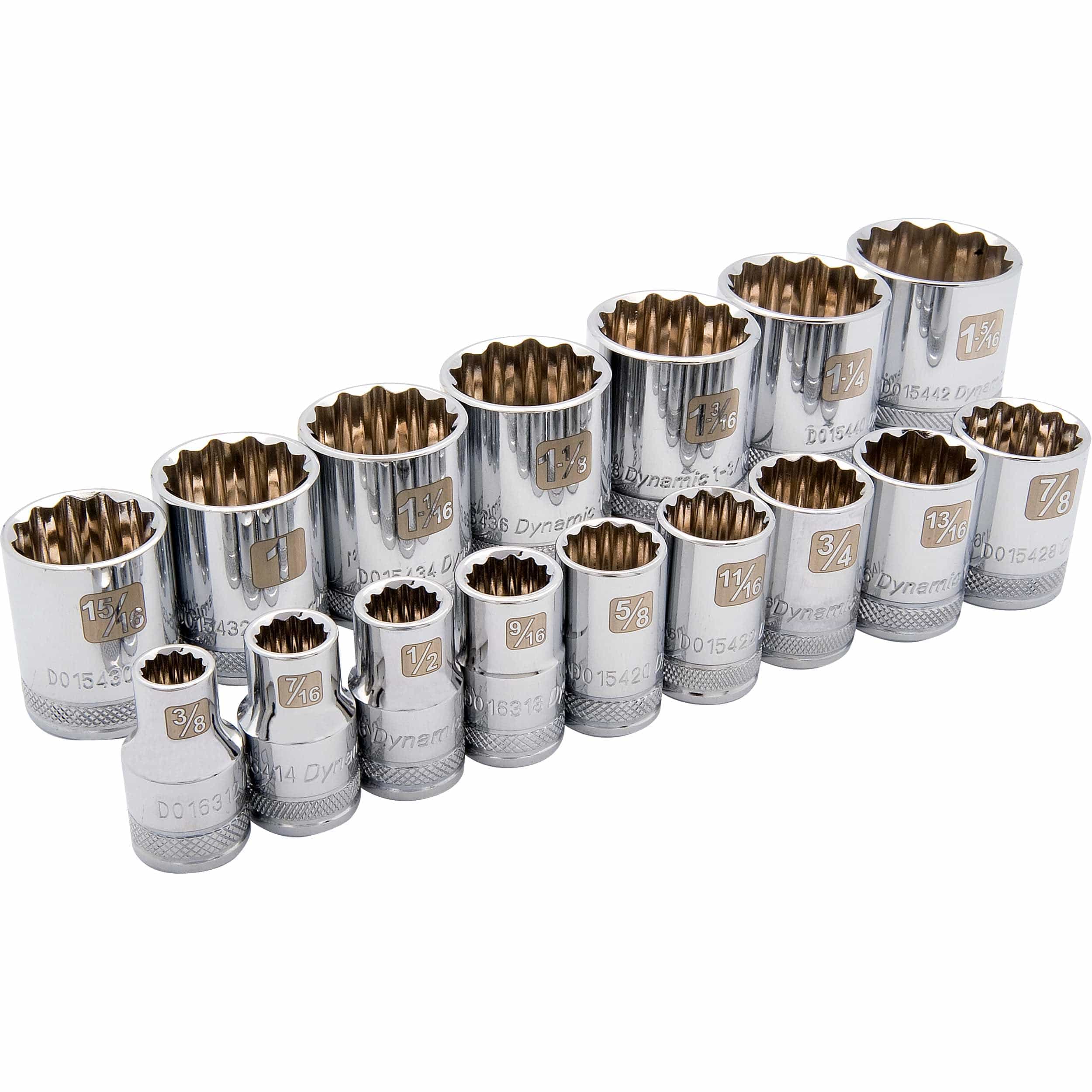 1/2" Drive 16pc 12-Point Standard SAE Socket Set, 3/8" - 1-5/16" - Image 1