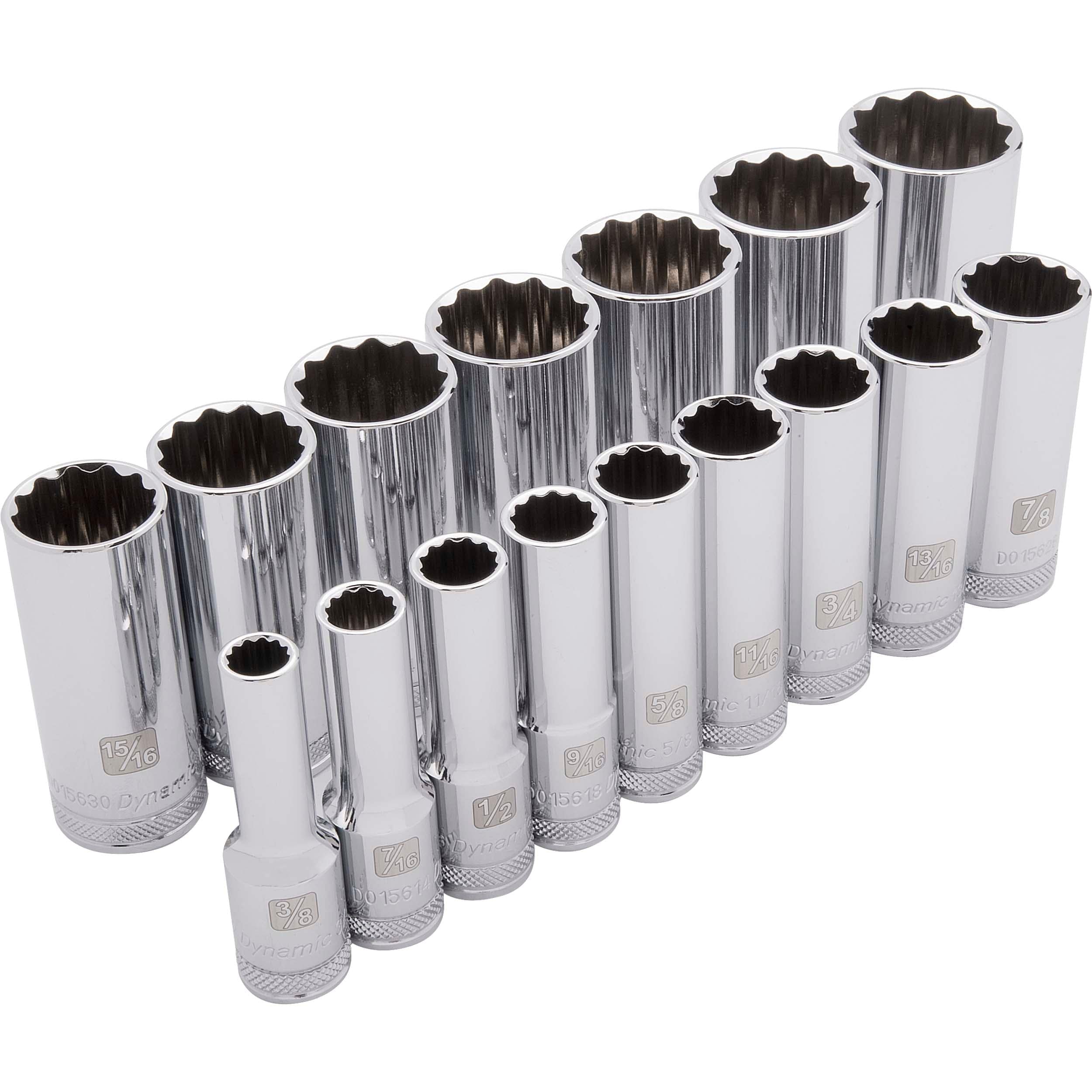 1/2″ Drive 16pc 12-Point Deep SAE Socket Set, 3/8″ – 1-5/16″