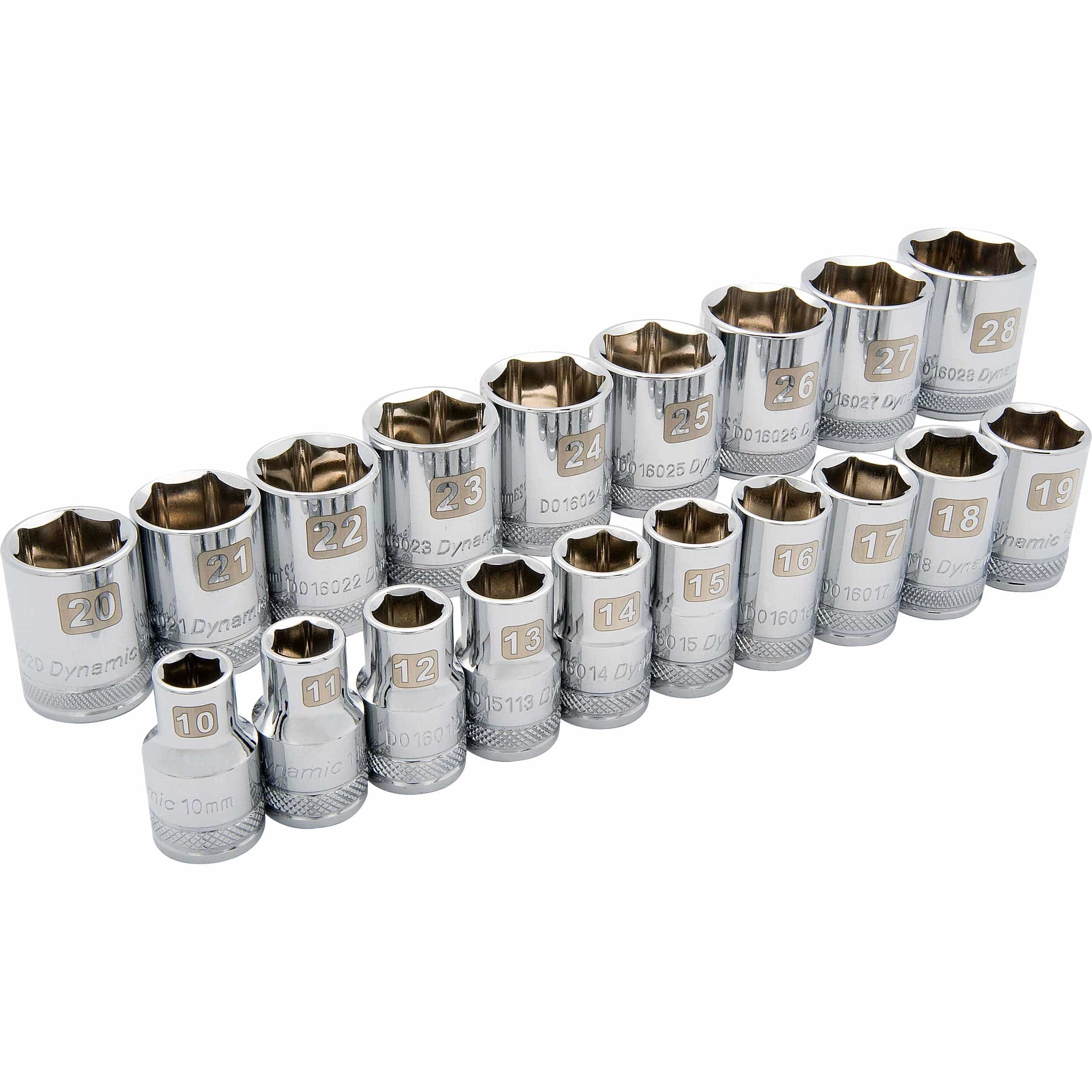 1/2″ Drive 19pc 6-Point Standard Metric Socket Set, 10mm – 28mm