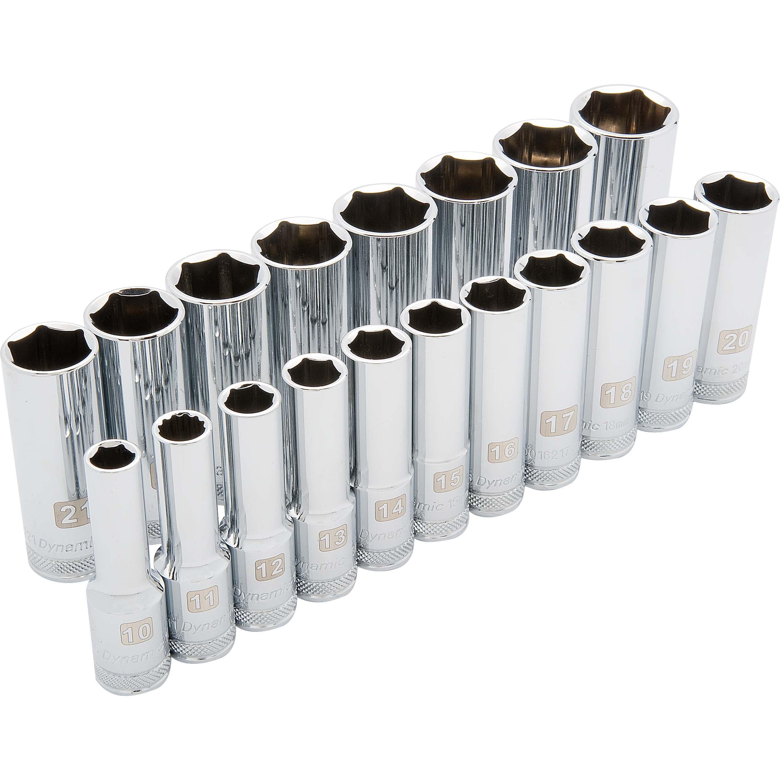 1/2″ Drive 19pc 6-Point Deep Metric Socket Set, 10mm – 28mm