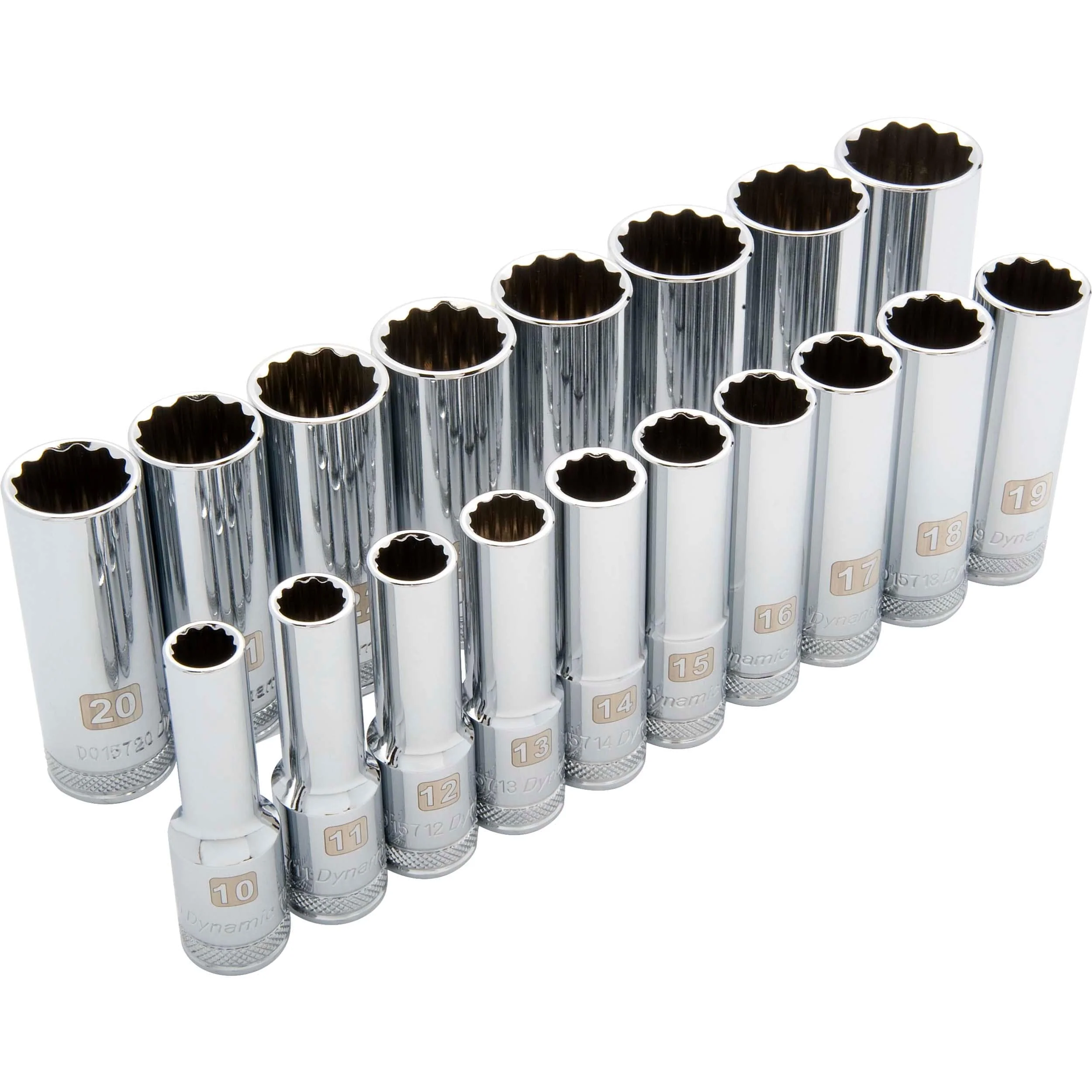 12-Point Standard Metric Socket Set – 1/2″ Drive – 18 Piece