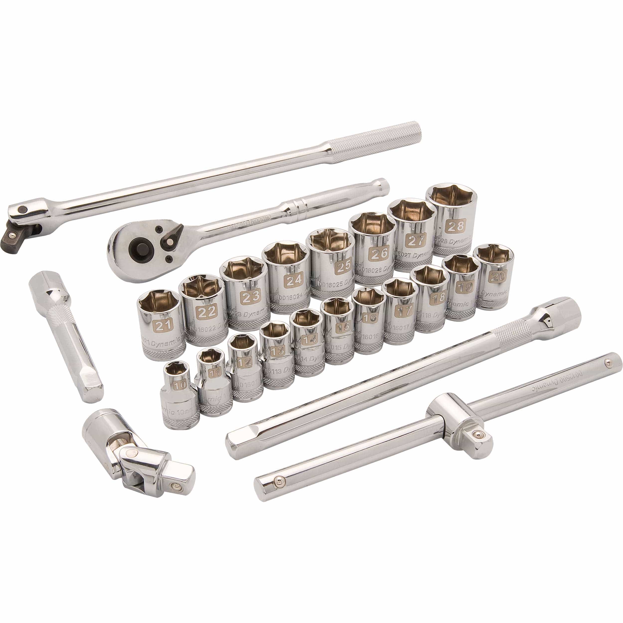 1/2″ Drive 25pc 6-Point Standard Metric Socket Set, 10mm – 28mm