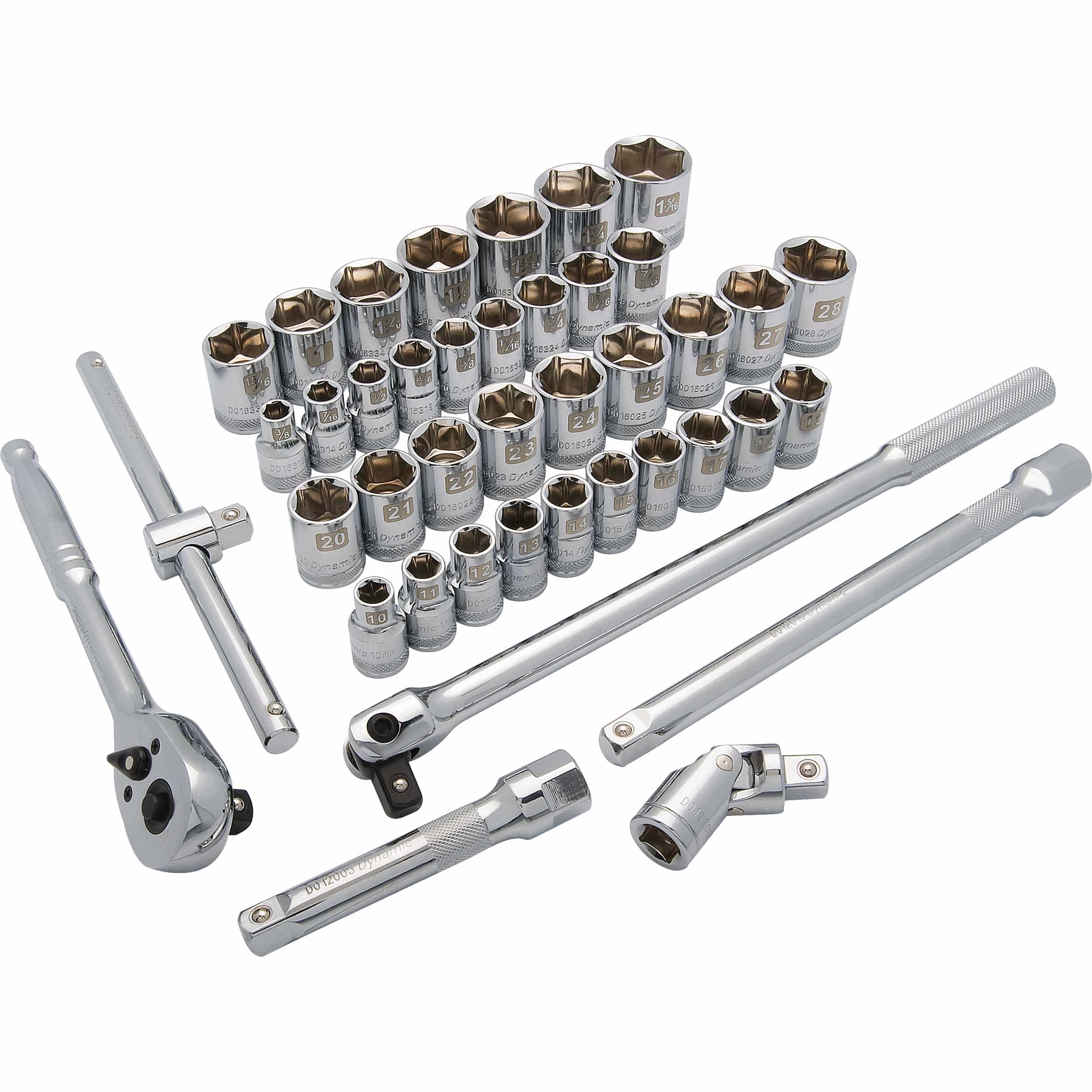 1/2" Drive 41pc 6-Point Standard SAE/Metric Socket Set, 3/8" - 1-5/16", 10mm - 28mm - Image 1