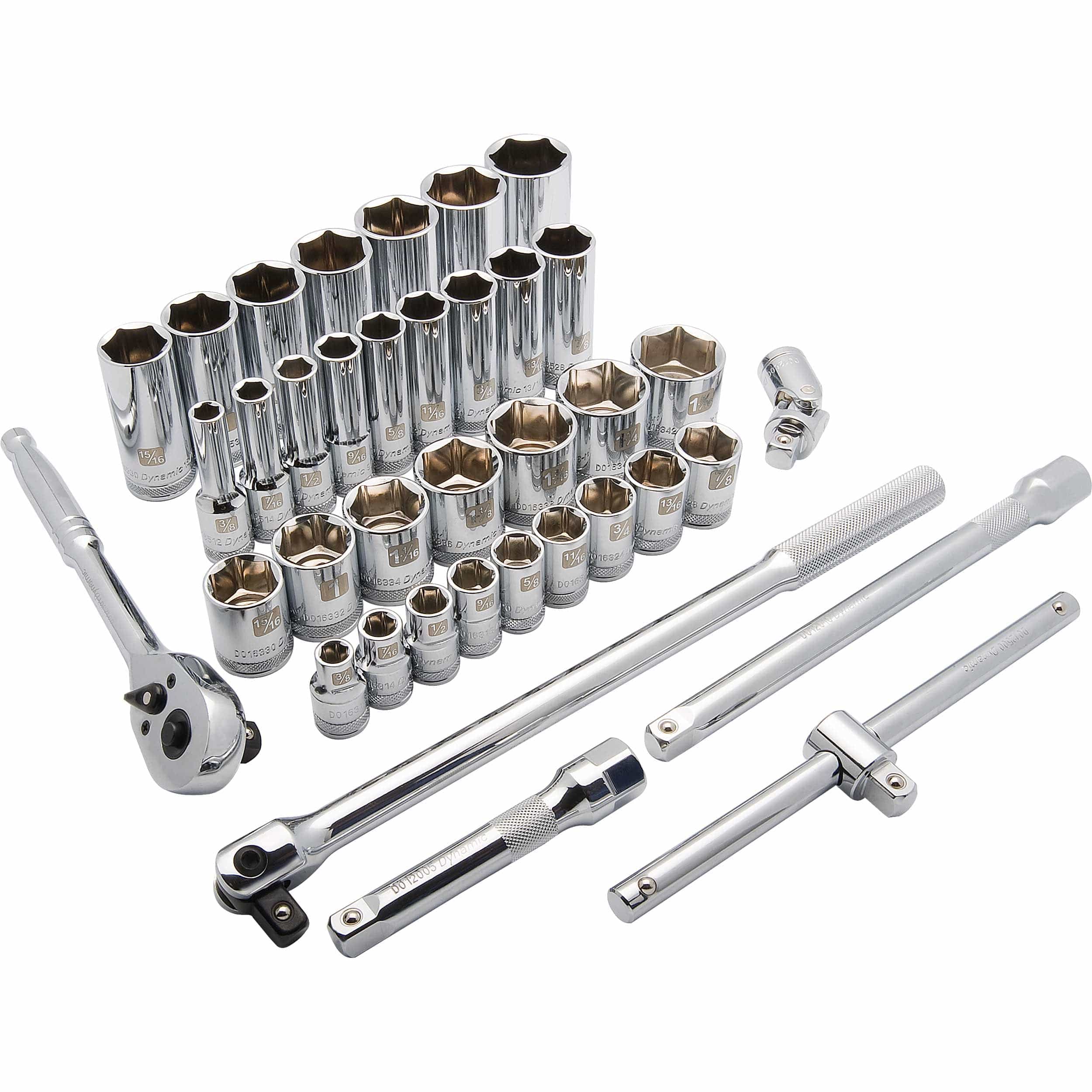 1/2″ Drive 38pc 6-Point Standard/Deep SAE Socket Set, 3/8″ – 1-5/16″