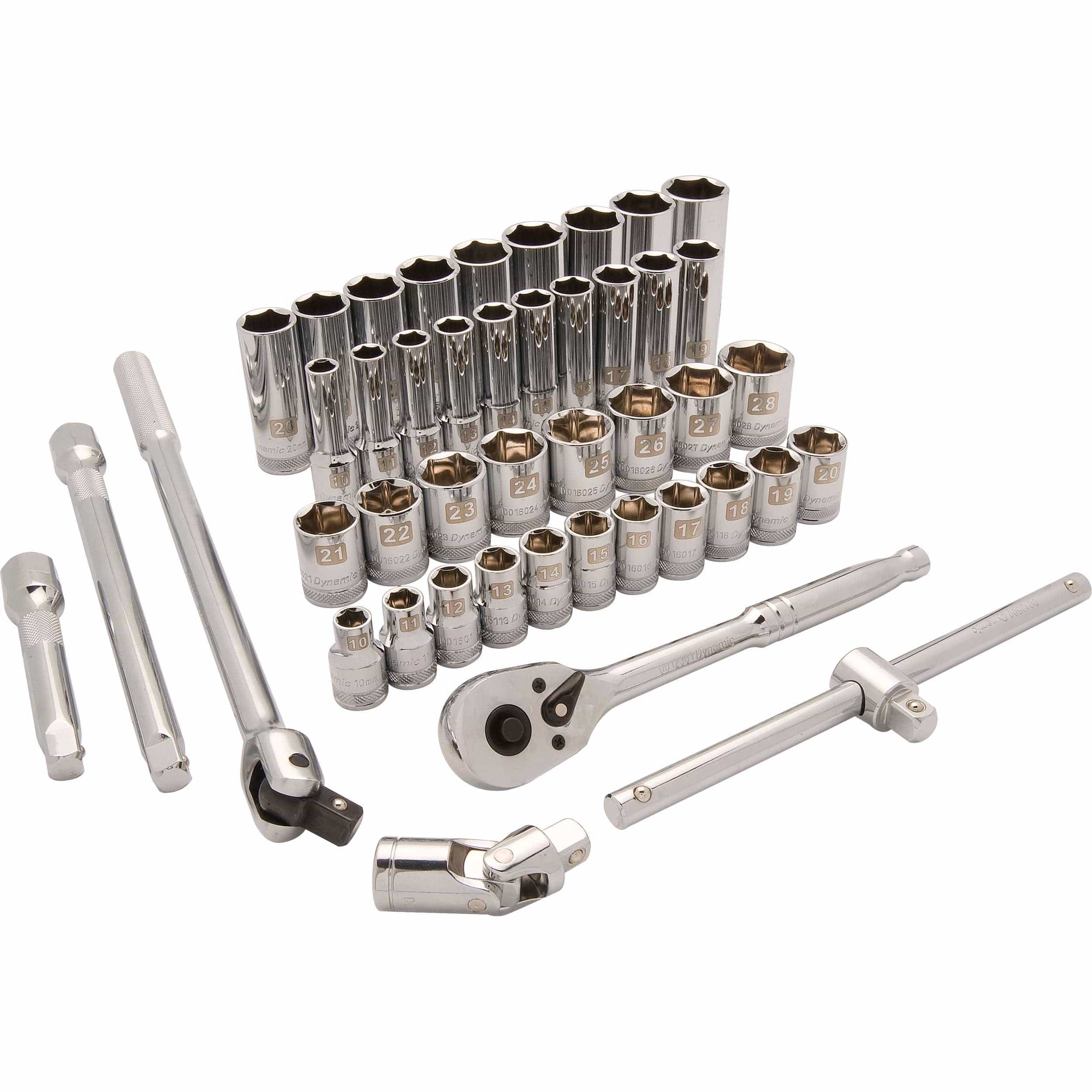 1/2" Drive 43pc 6-Point Standard/Deep Metric Socket Set, 10mm - 28mm - Image 1