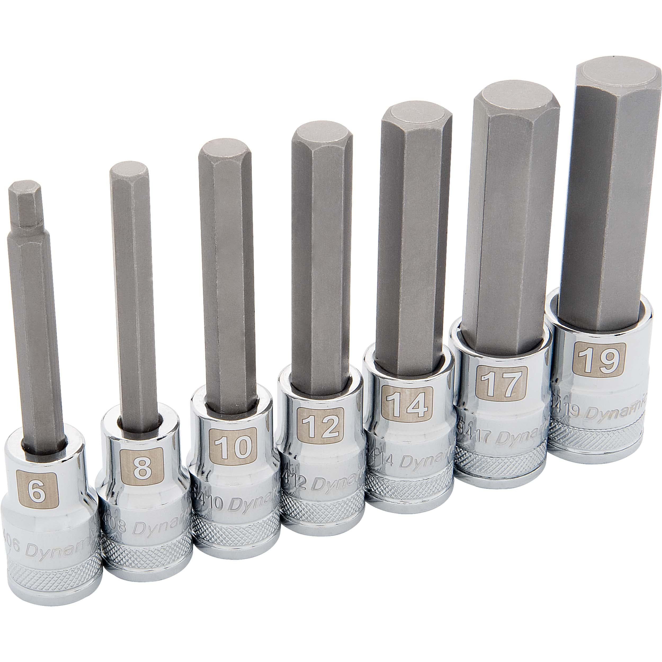 1/2″ Drive 7pc Metric Long Hex Socket Set, 6mm – 19mm