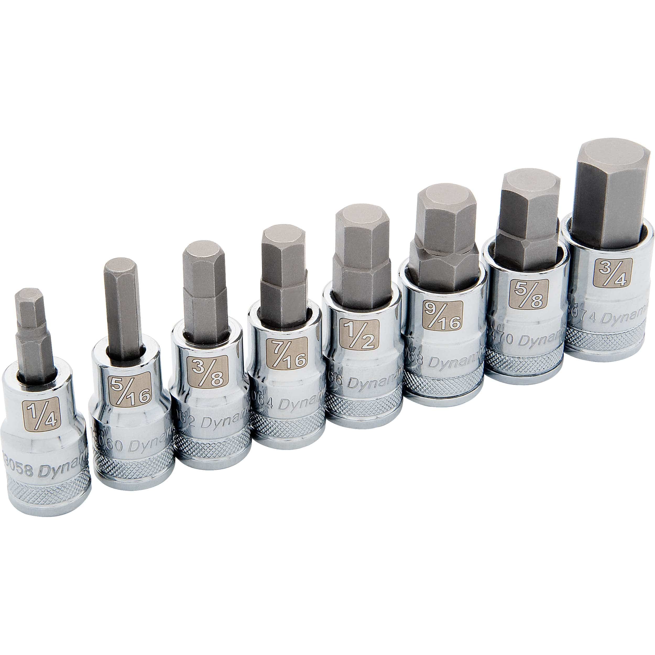 1/2" Drive 8pc Standard SAE Hex Socket Set, 1/4" - 3/4" - Image 1