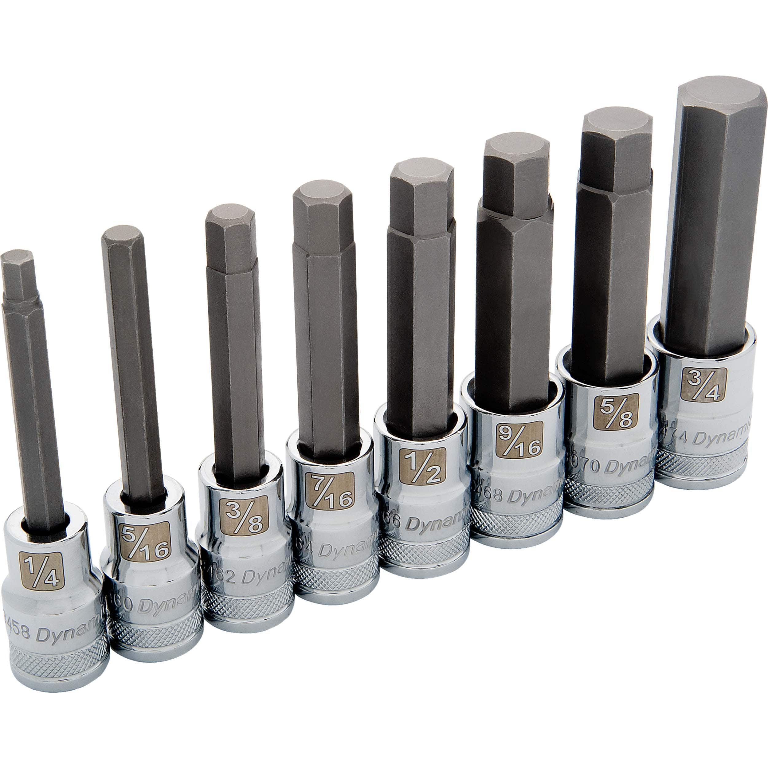 1/2" Drive 8pc Long SAE Hex Socket Set, 1/4" - 3/4" - Image 1