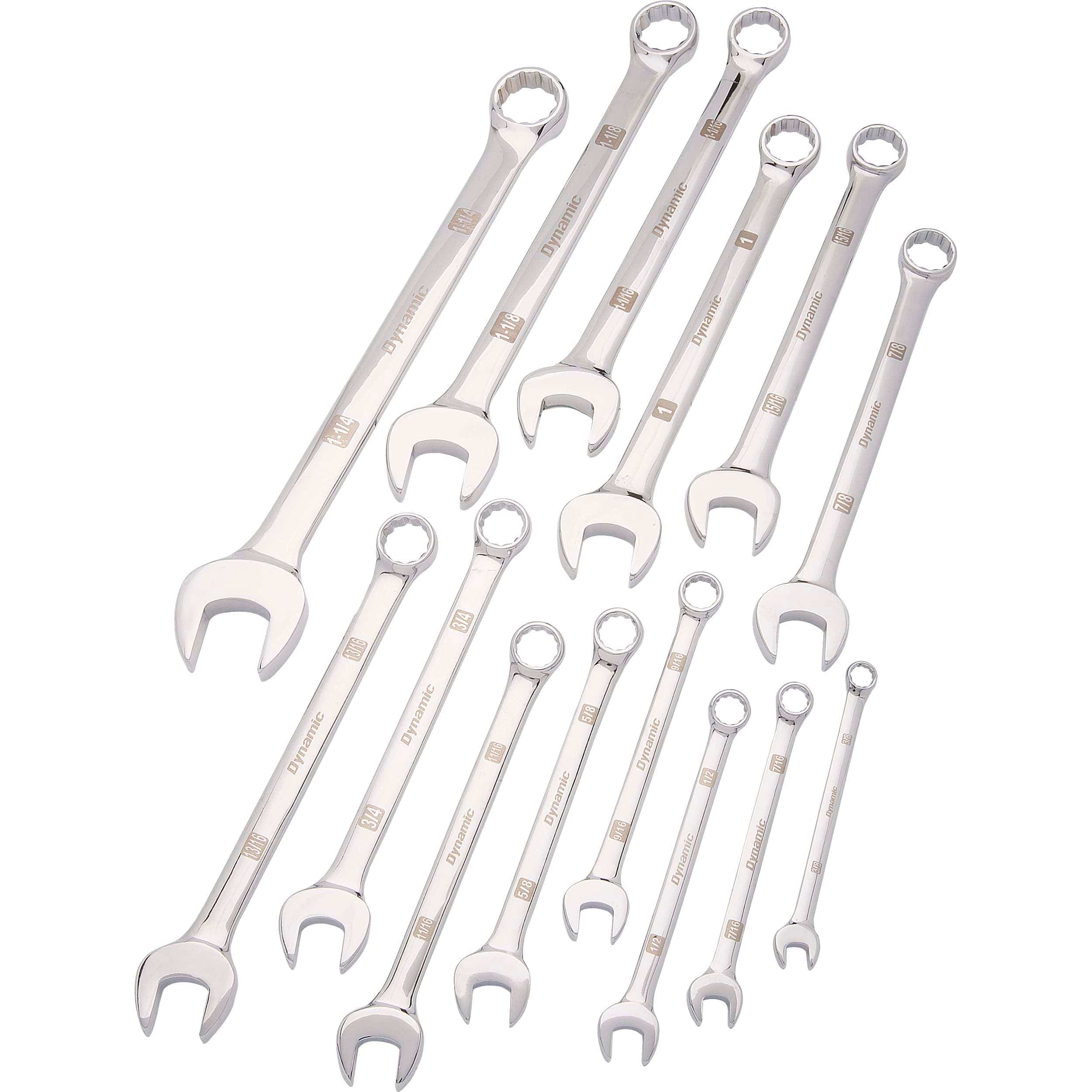 Combination Wrench Set with Mirror Chrome Finish, 14pc SAE, 3/8" - 1-1/4" - Image 1