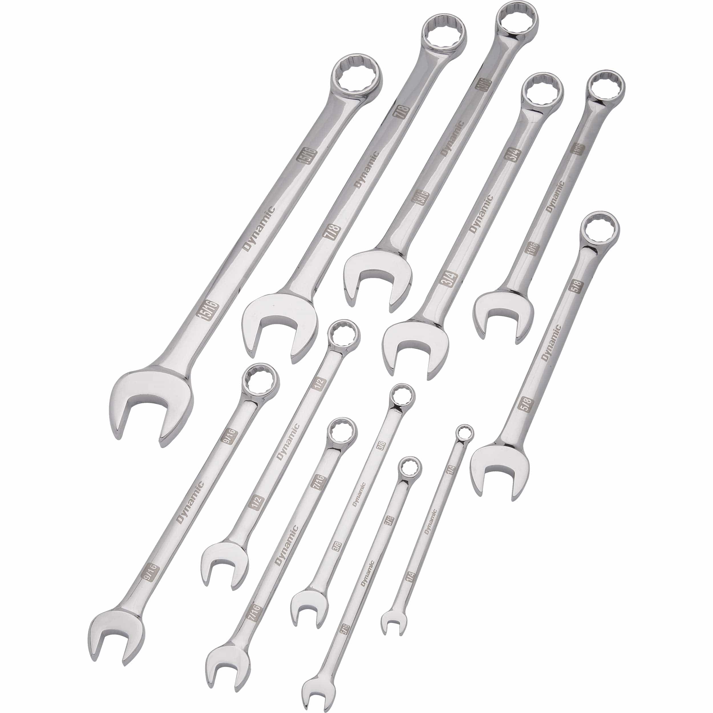 Combination Wrench Set with Mirror Chrome Finish,12pc SAE 1/4″ – 15/16″