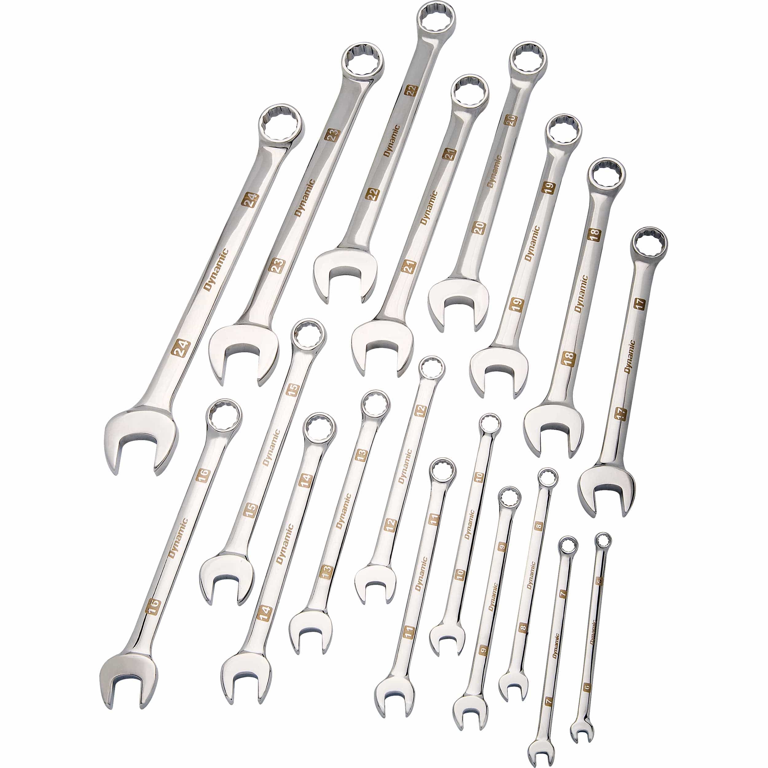 Wrench Set with Mirror Chrome Finish, 19pc, Metric, Combination, 6mm - 24mm - Image 1