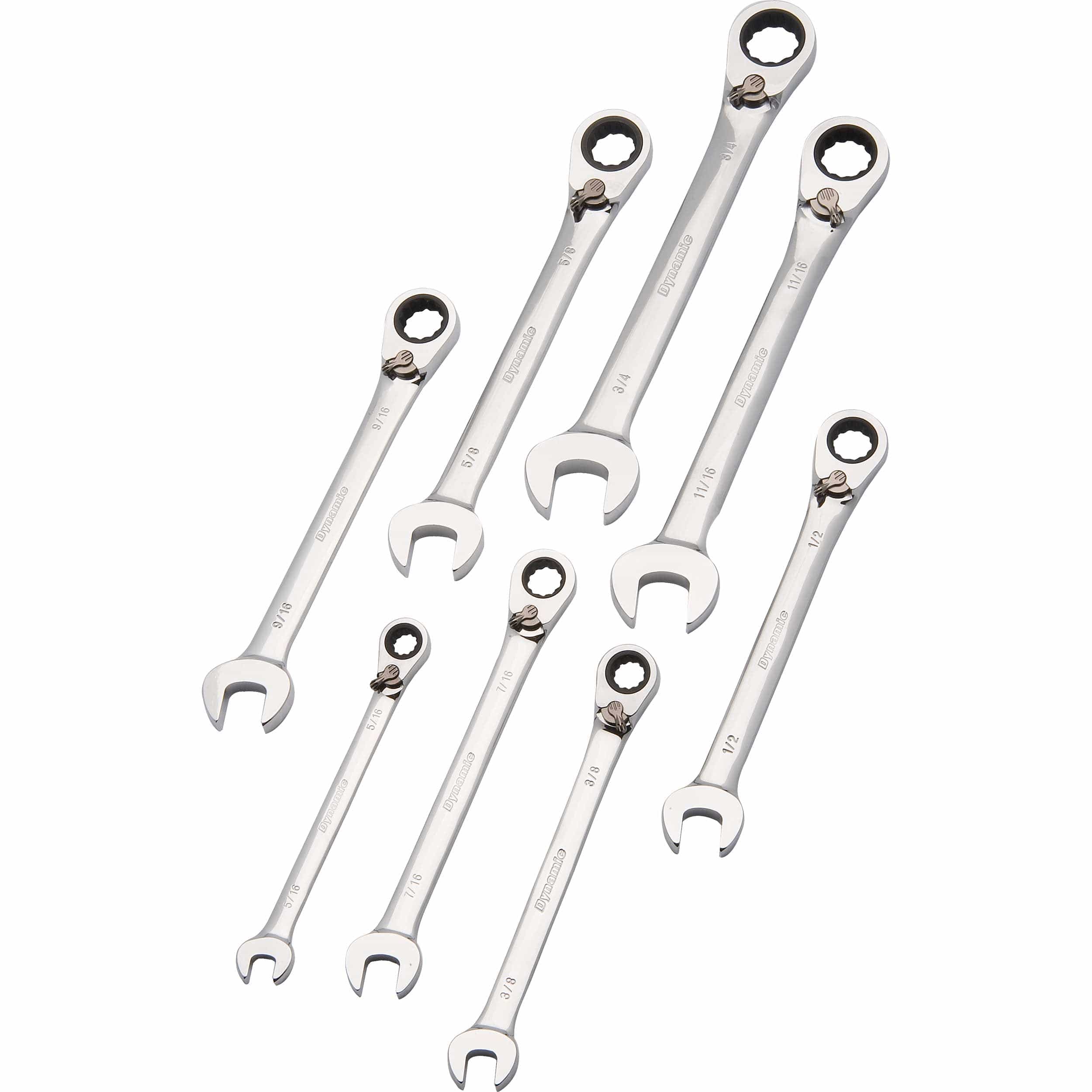 Ratcheting Wrench Set, 8pc, SAE, Reversible Combination, 5/16″ – 3/4″