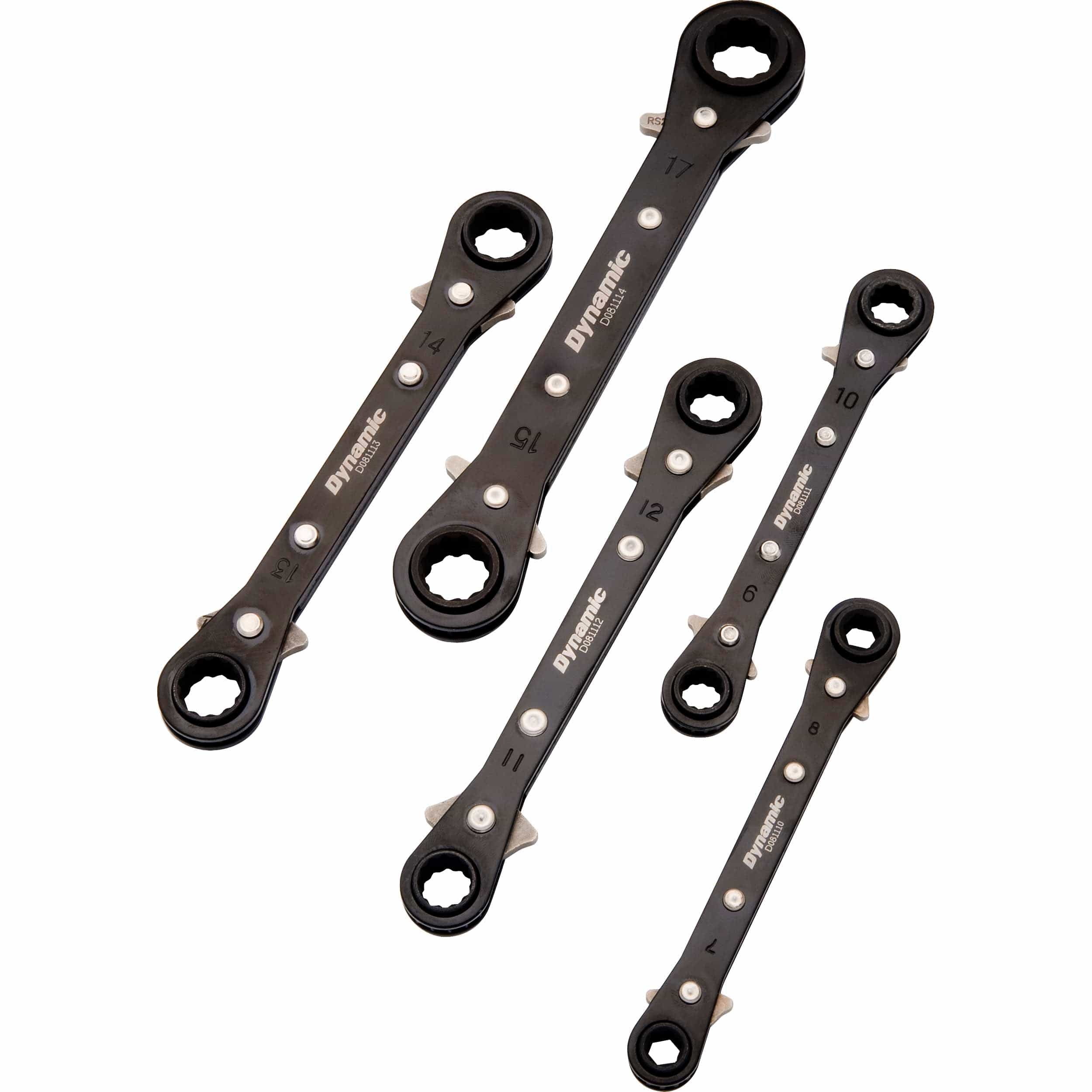 Reversible Metric Ratcheting Wrench Set - Double Box End - Straight - 5 Piece - Image 1