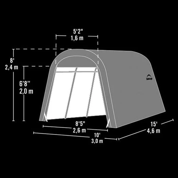 Auto Shelter 10' x 15' x 8' RoundTop Instant Garage, Sandstone - Image 2