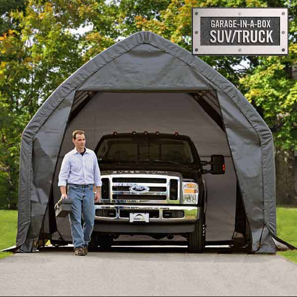 Garage-in-a-Box 13' x 20' x 12', Peak Style for SUV/Truck, Gray - Image 1