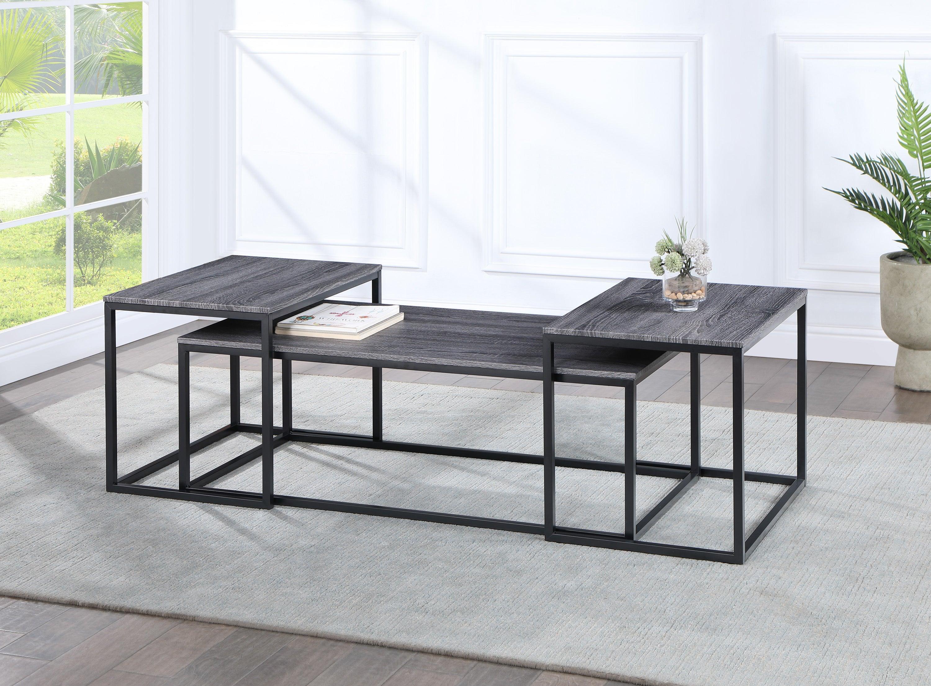 Adola Gray 3 PK Nesting Coffee Table - Image 2