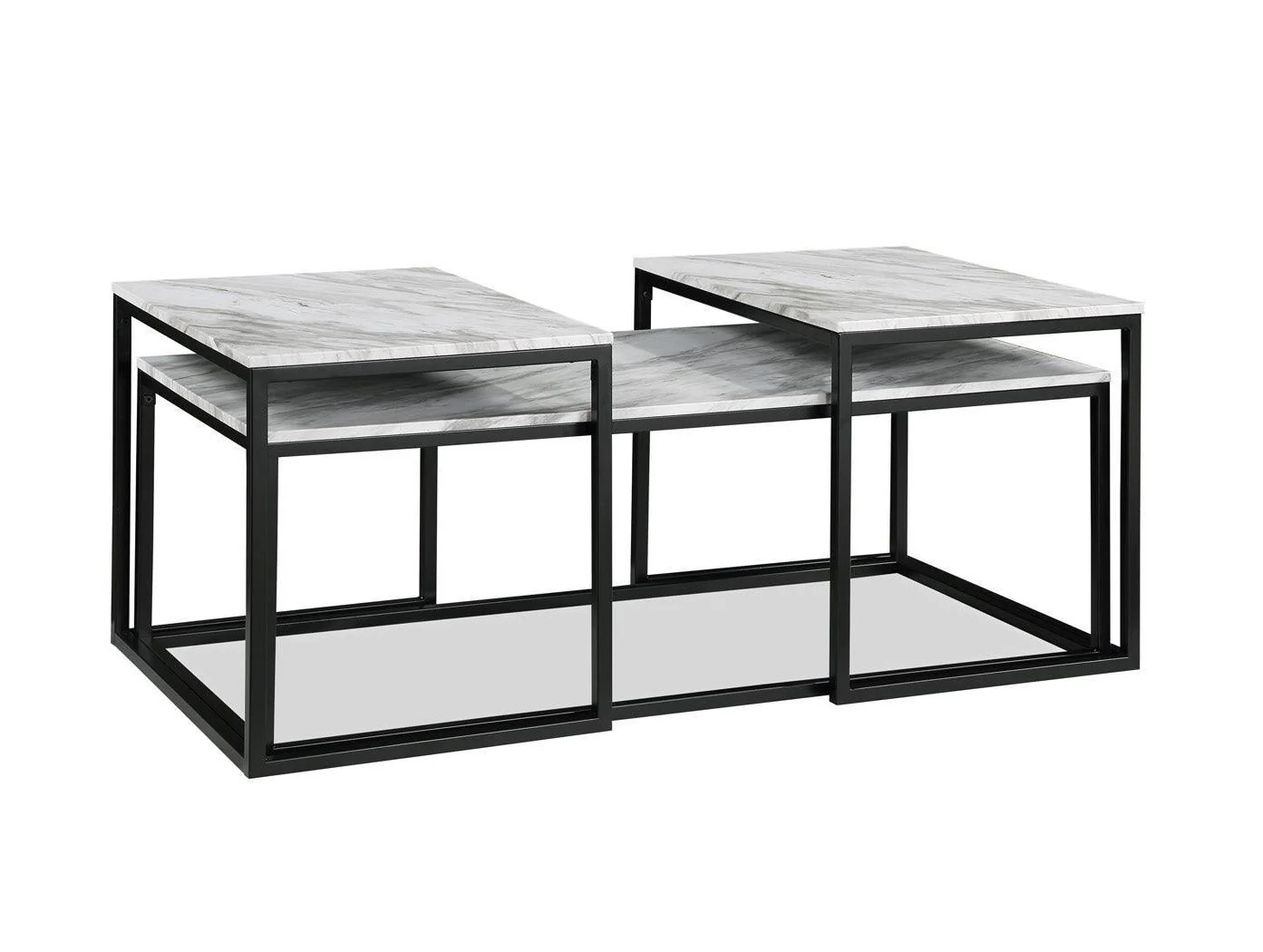 Adola Marble White 3-Piece Coffee Nesting Table Set - Image 2