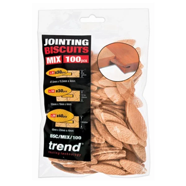 Trend Wood Biscuits – Mixed Sizes 0, 10, 20 – 100 Piece Assortment - Image 1