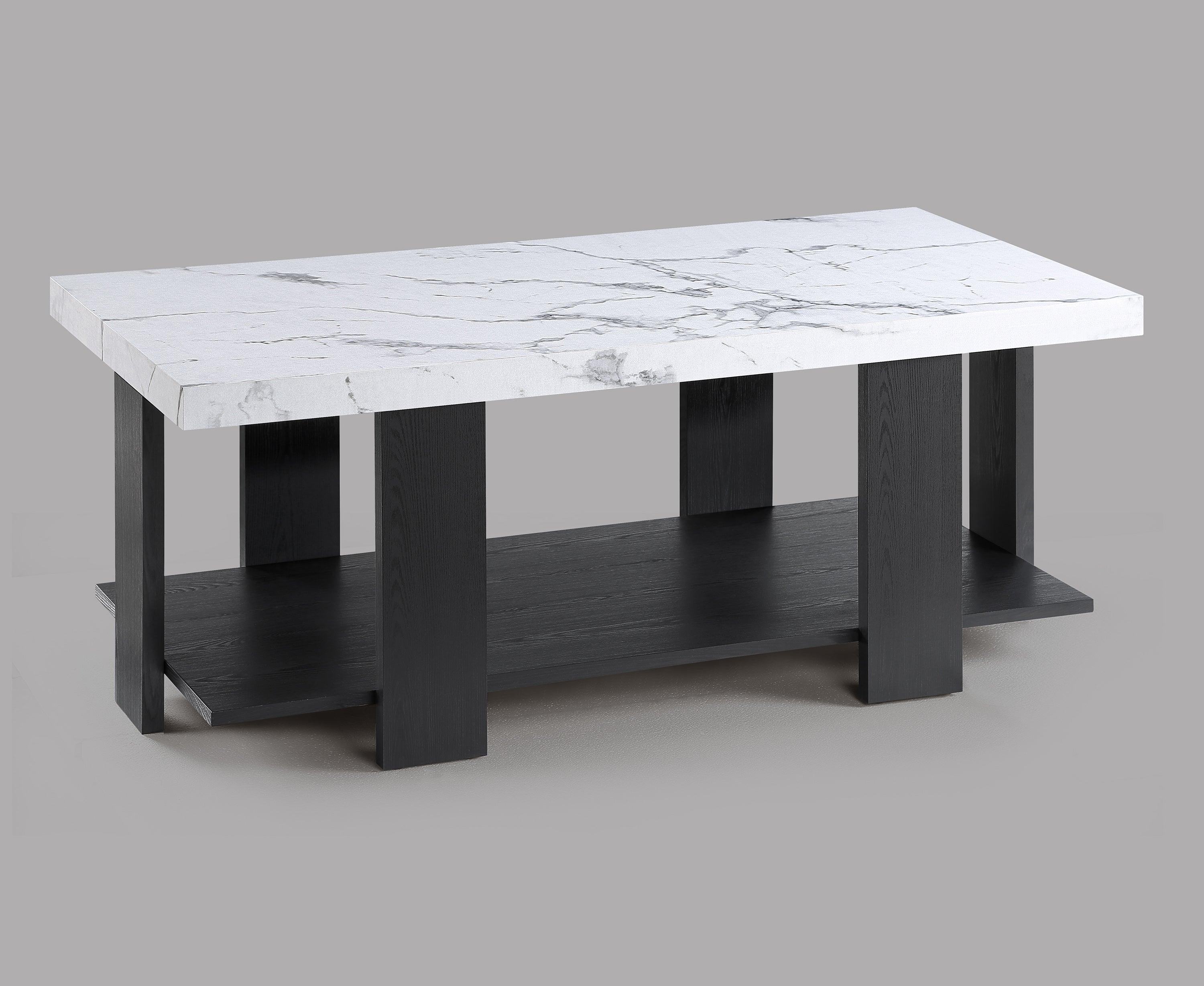 Boris Black White Faux Marble Coffee Table Set - Image 2