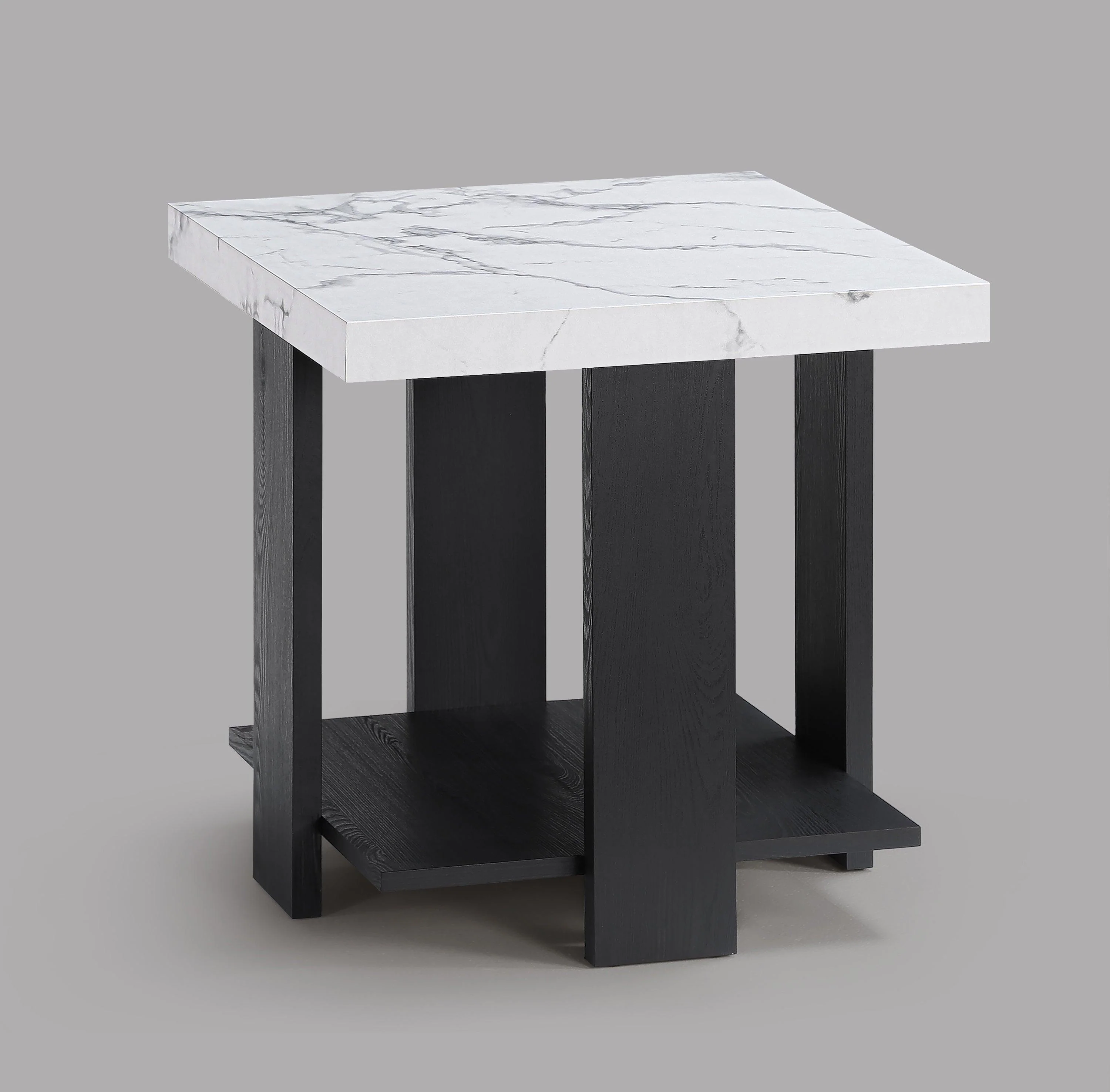 Boris Black White Faux Marble Coffee Table Set - Image 3
