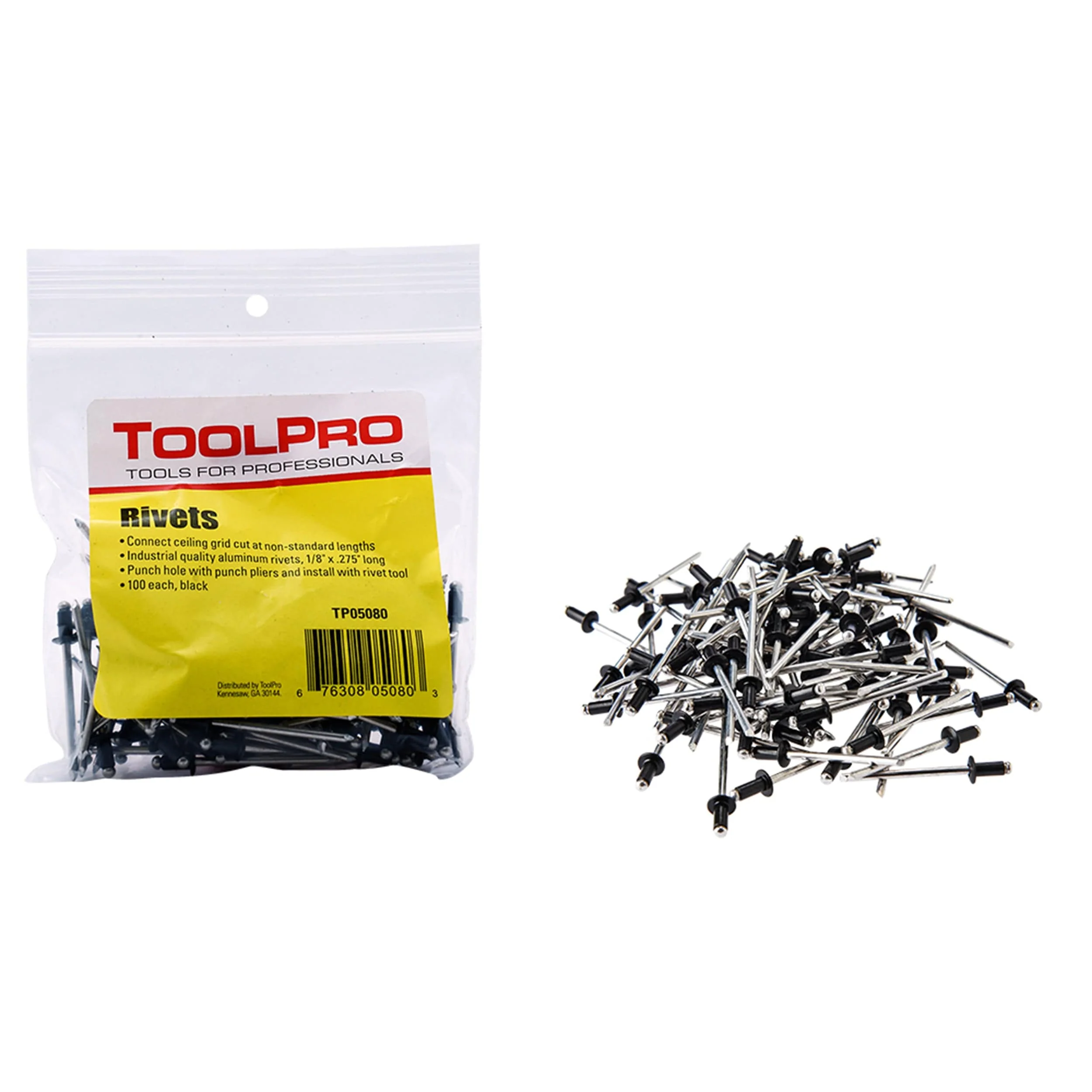 Pull Rivets, Black, 1/8″, 100-Pack
